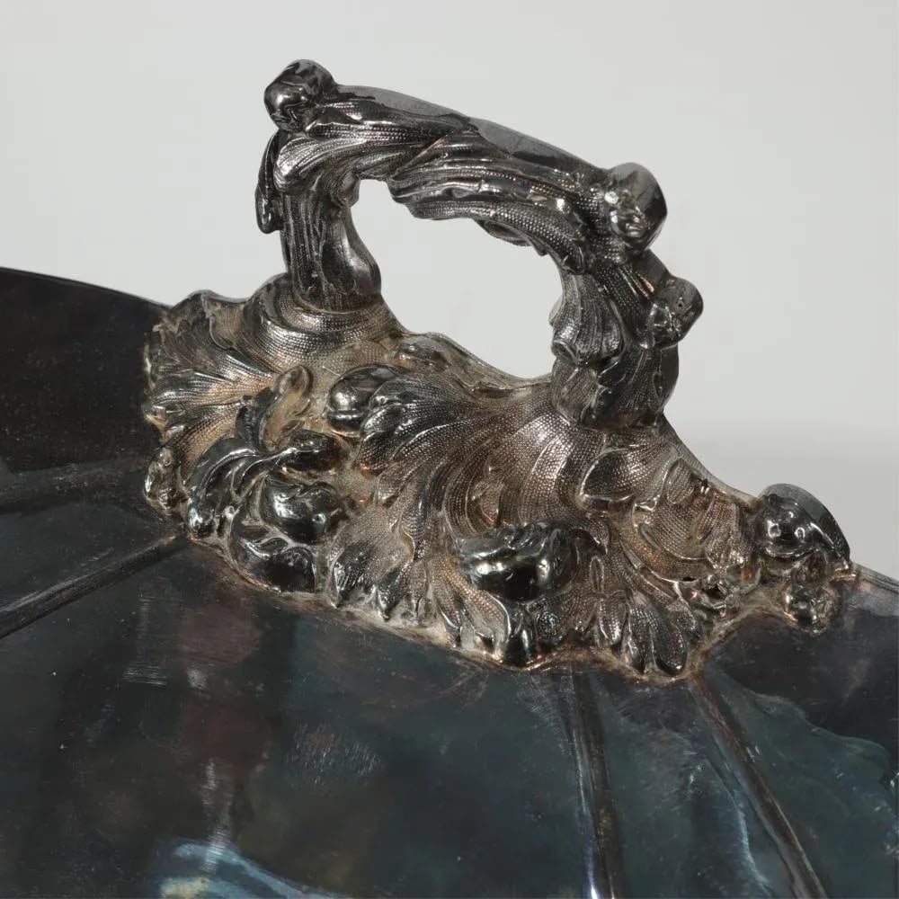 1930s Wall Mounted Silverplate Planters- a Pair Fabricated From Meat Domes or Food Cloche Covers - 3