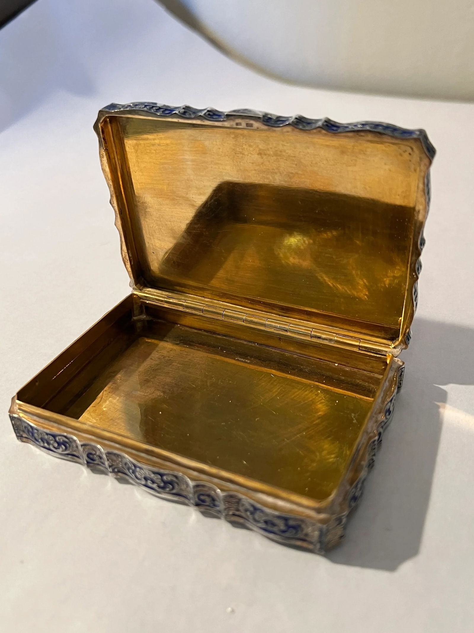 Antique Art Nouveau 985 Sterling Silver & Blue Enamel Austrian or French Compact - 3