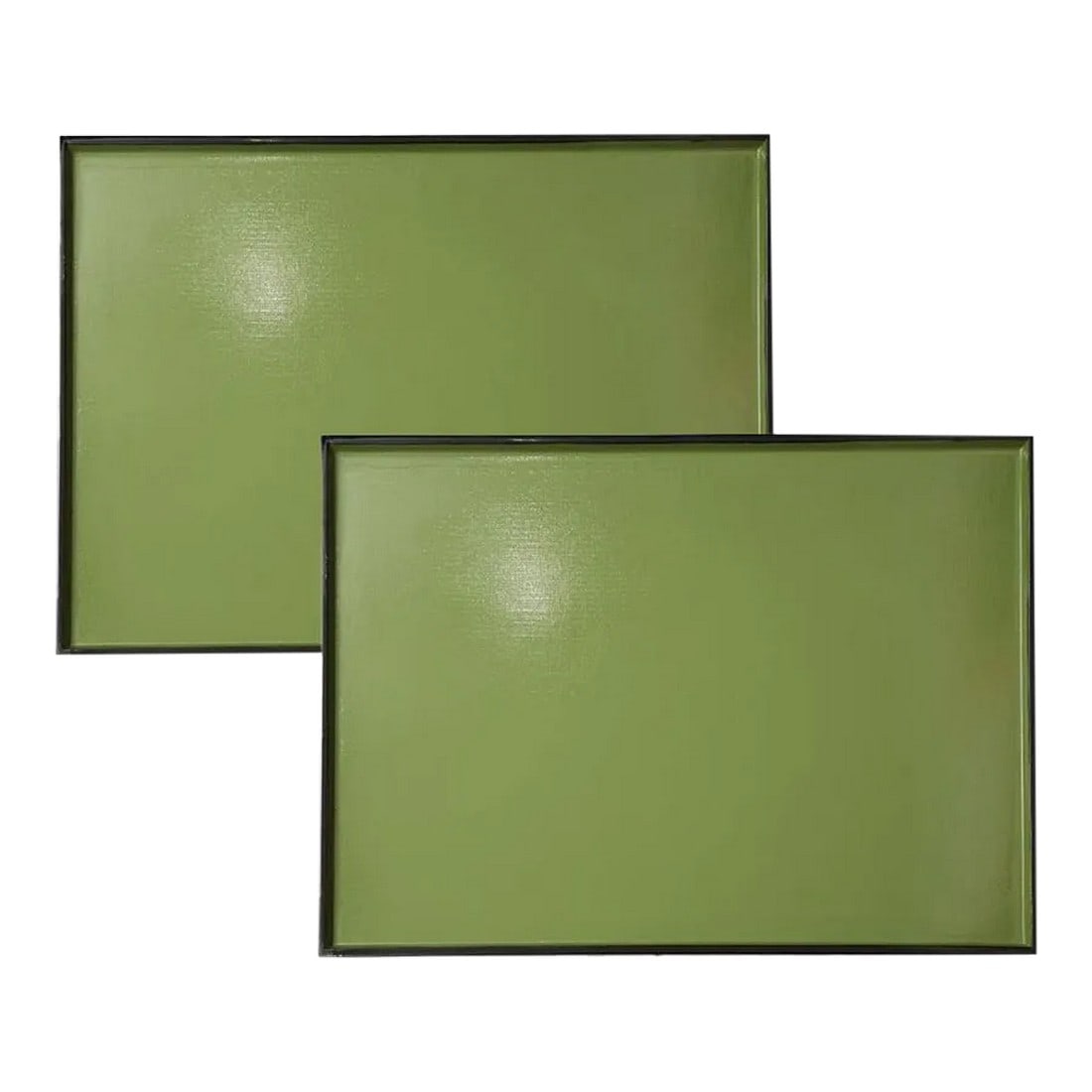 Early 21st Century Japanese Abstract, Acrylic, Green Trays - Set of 2: Set of two Crisp green flawless Japanese style tray perfect for your kitchen, living room, office to brighten up with happy spring vibes. They are Japanese lacquer and made of woods. The trays are tra