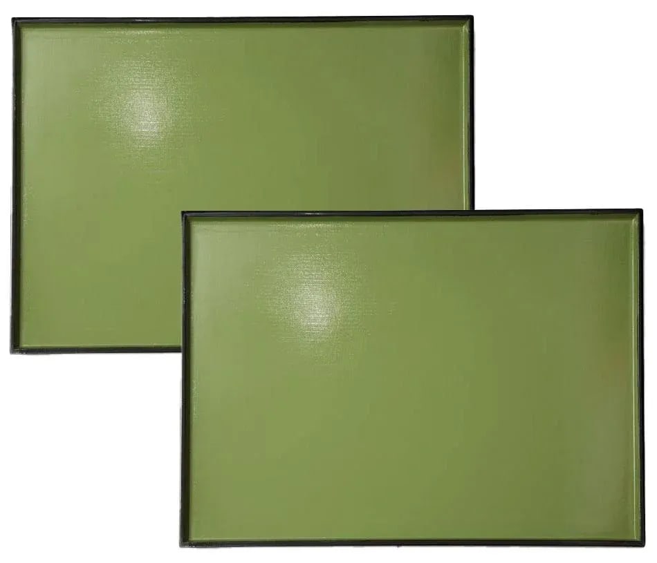 Early 21st Century Japanese Abstract, Acrylic, Green Trays - Set of 2 - 7