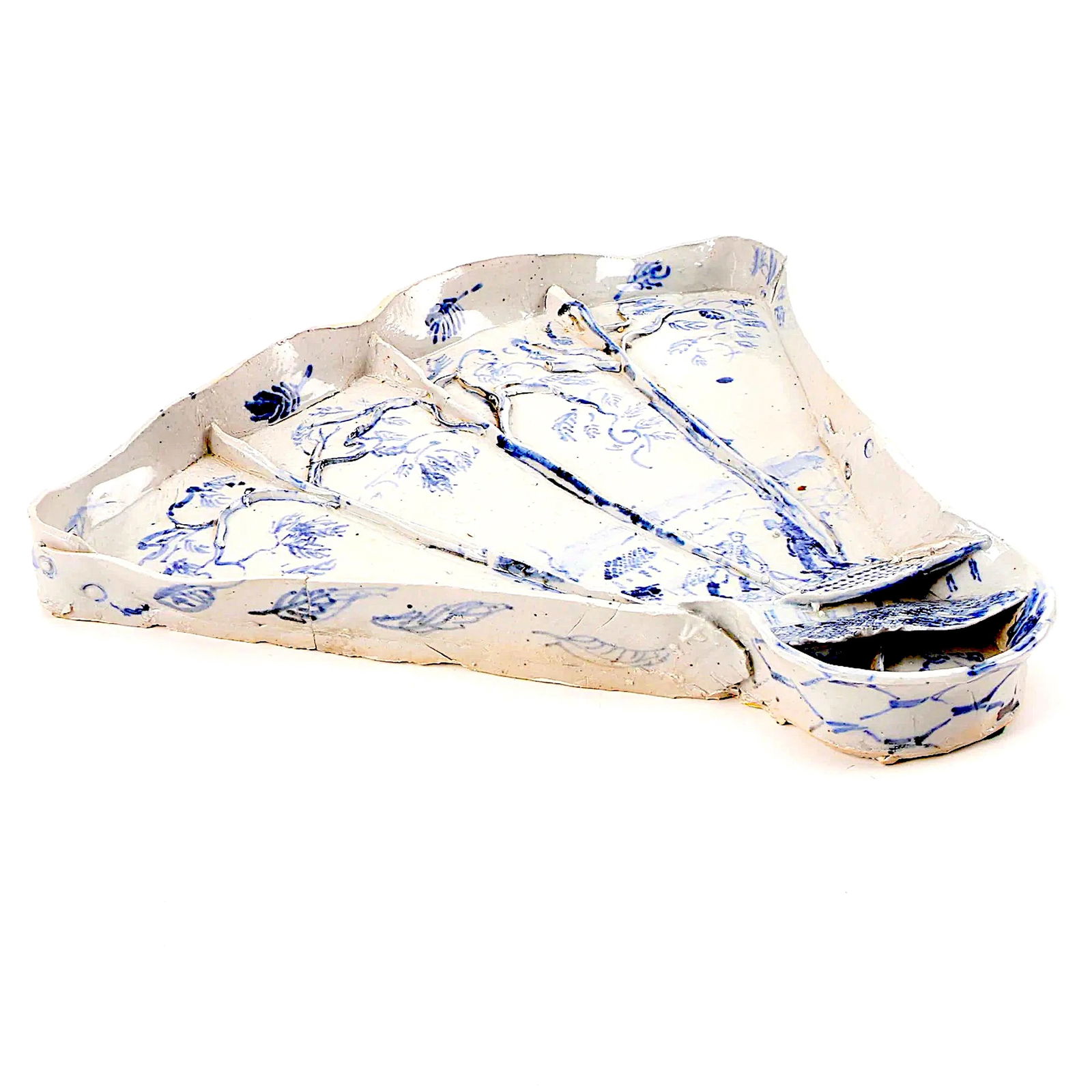 Chinoiserie Fan Shaped Studio Pottery Tea Tray by Kenneth Russell Ferguson - 2