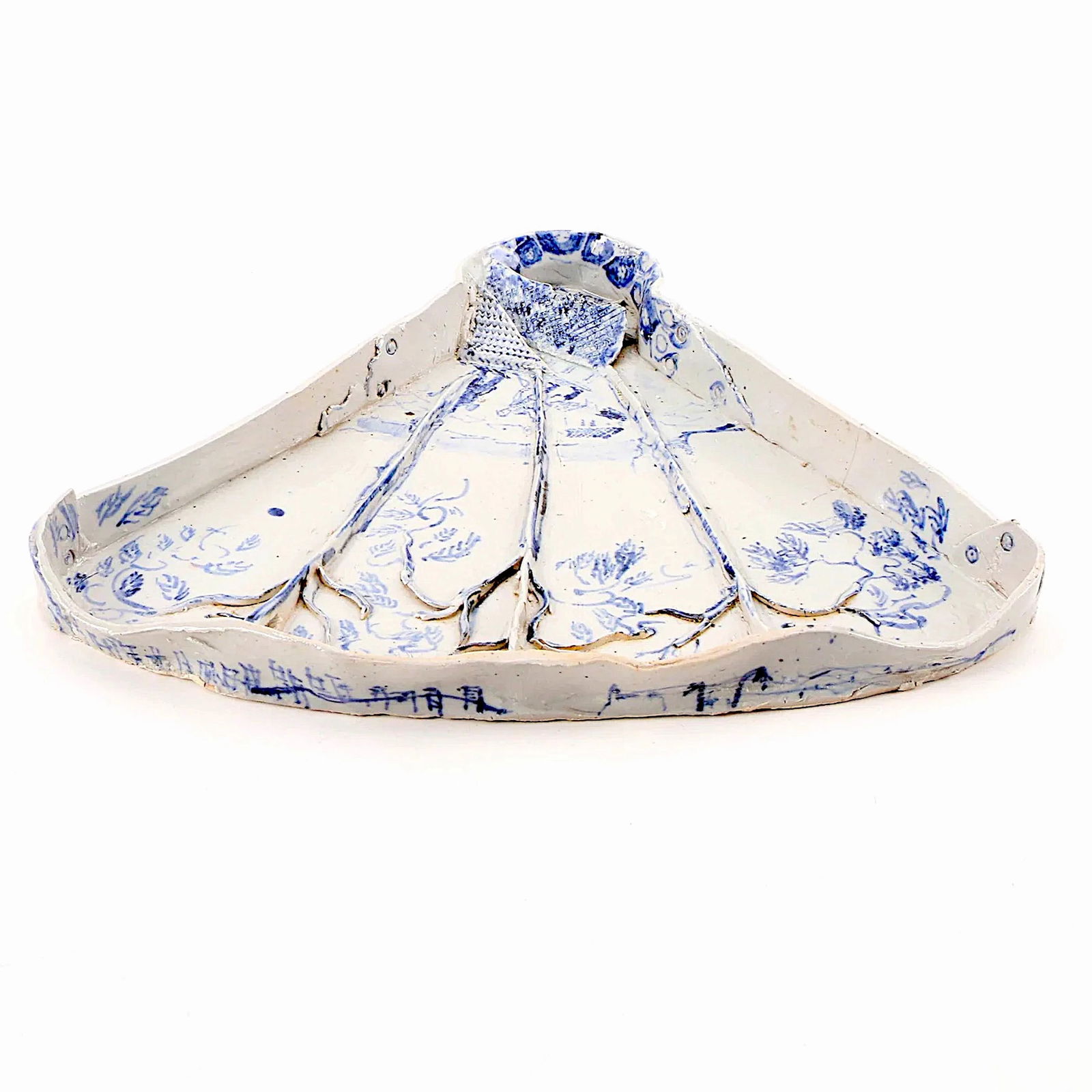 Chinoiserie Fan Shaped Studio Pottery Tea Tray by Kenneth Russell Ferguson - 3