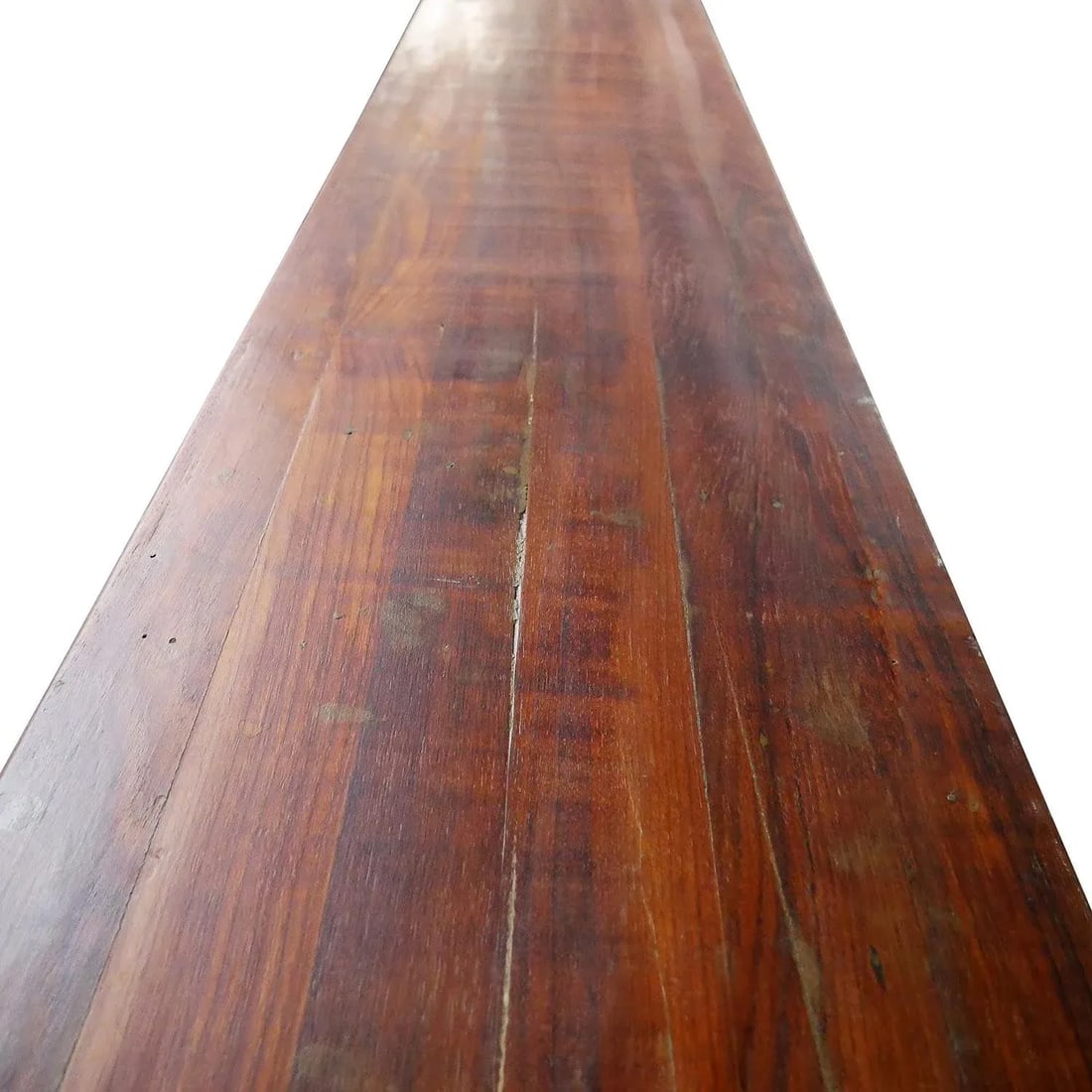 Farmhouse Style Lattice Carved Teak Wood Long Console | Unique Entryway Hall Table | Distressed Rust - 5