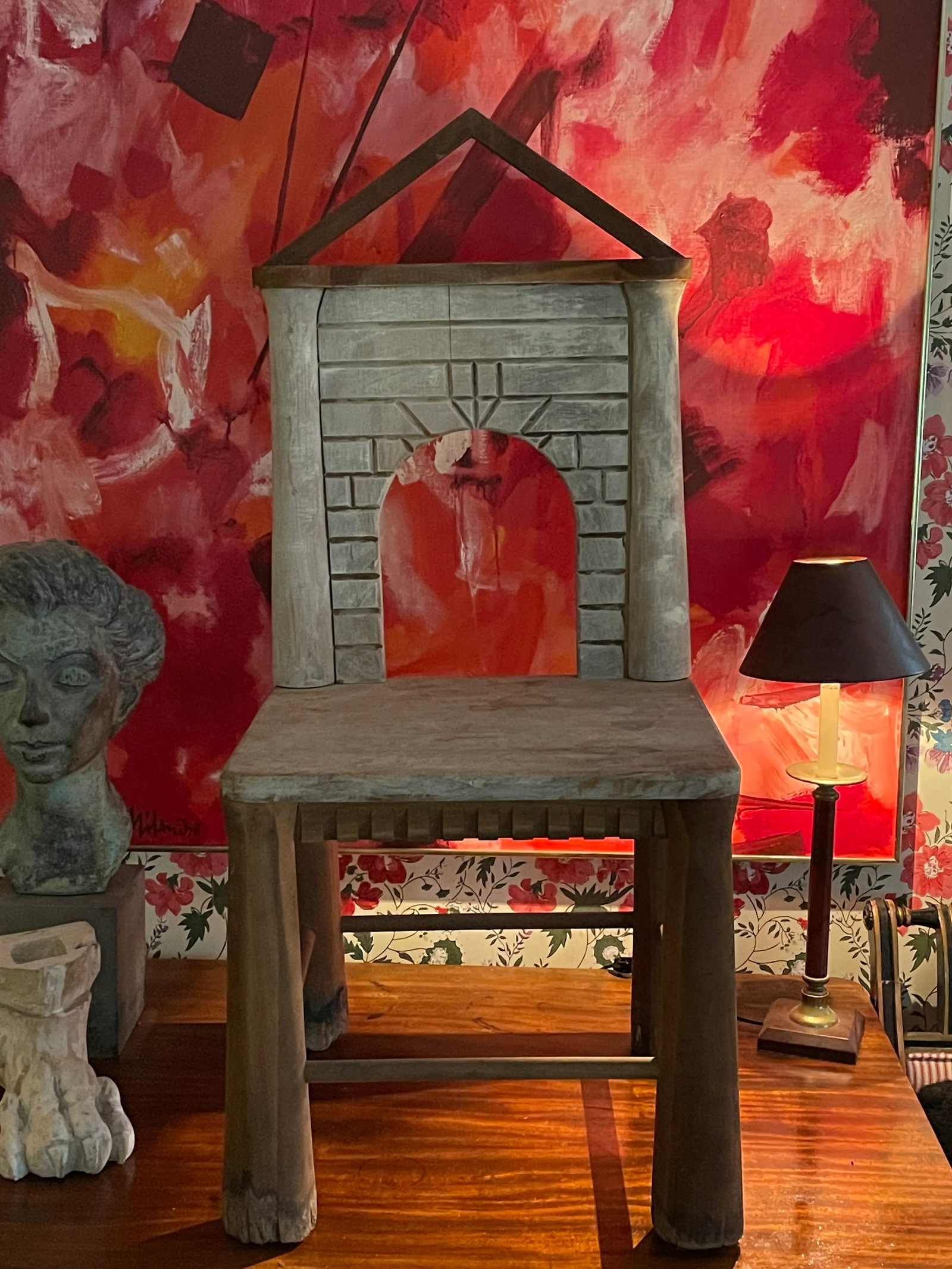 Attributed to Mario Villa Carved and Painted Mahogany Architectural Side Chair - 2