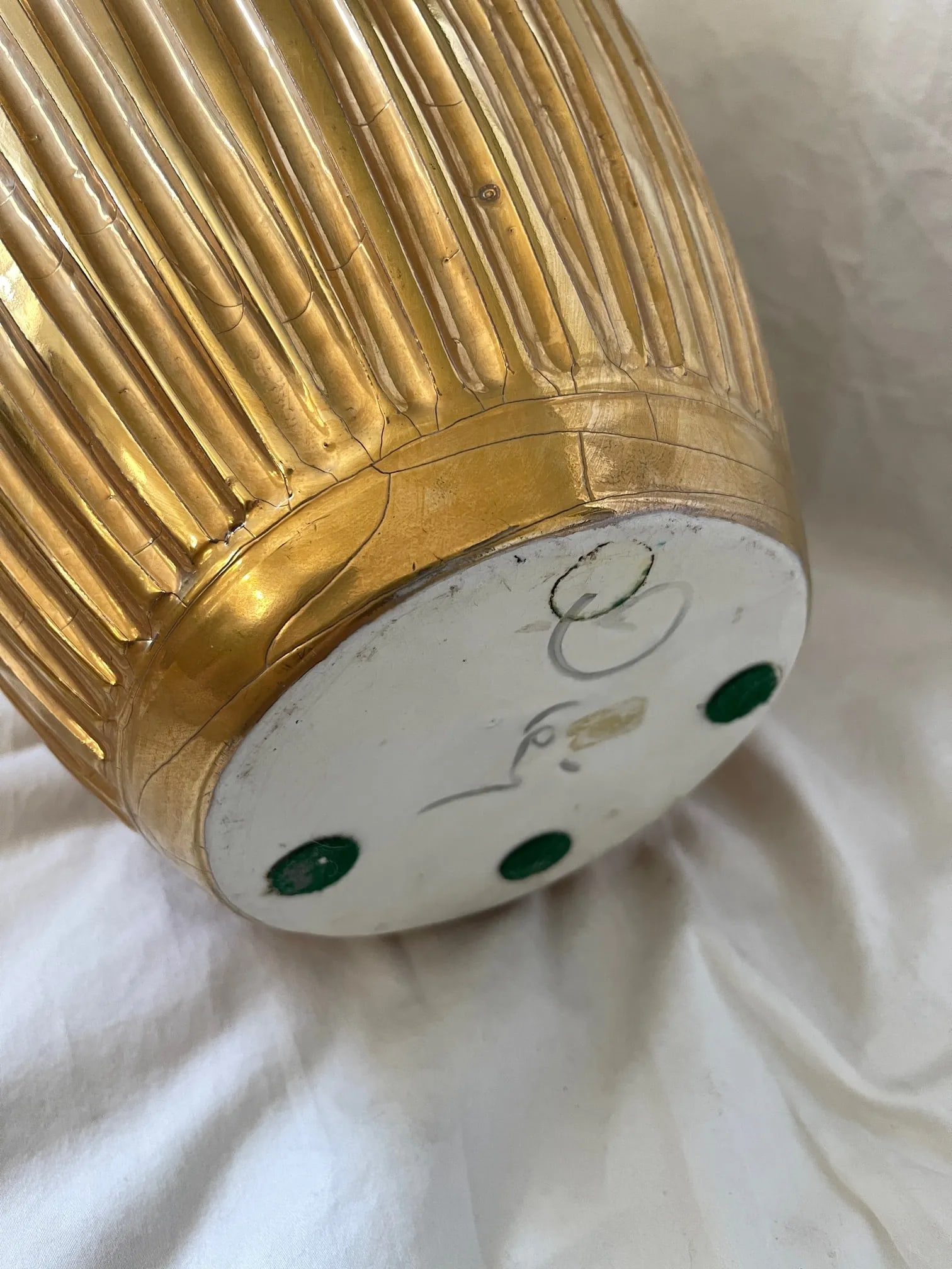 Vintage Steve Chase Gilded Liquid Gold Ribbed Urn/Vase - 5