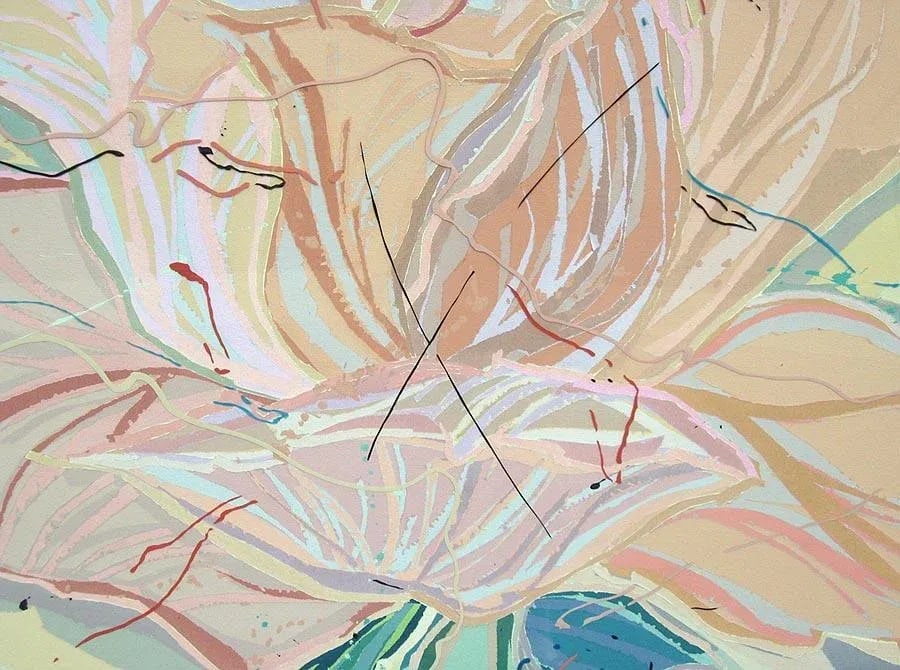 1990s "All American" Sally Anderson Signed Original Mixed-Media Painting of a Flower - 3