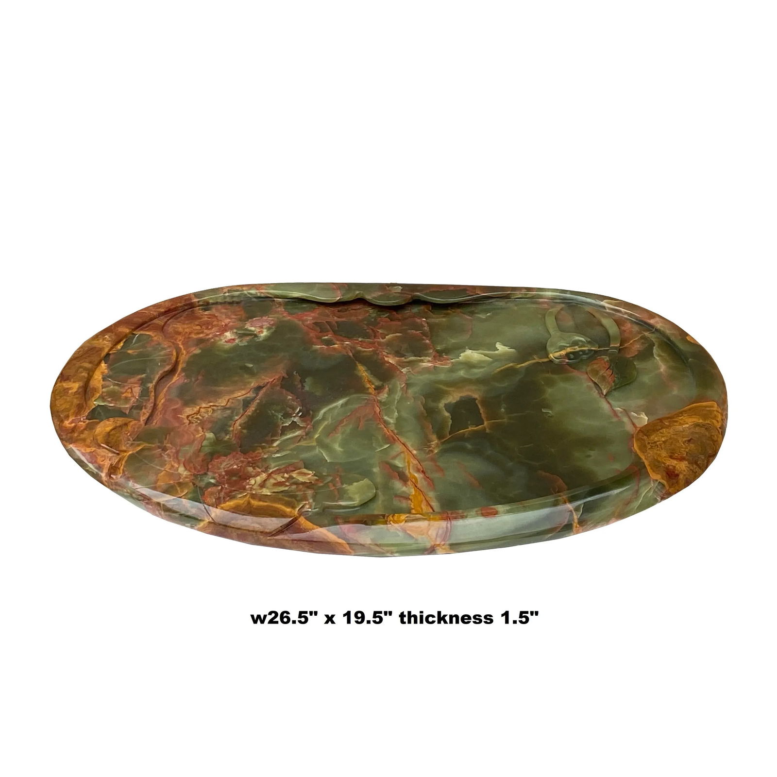 Chinese Natural Green Stone Craved Lotus Theme Tea Basin Tray - 2