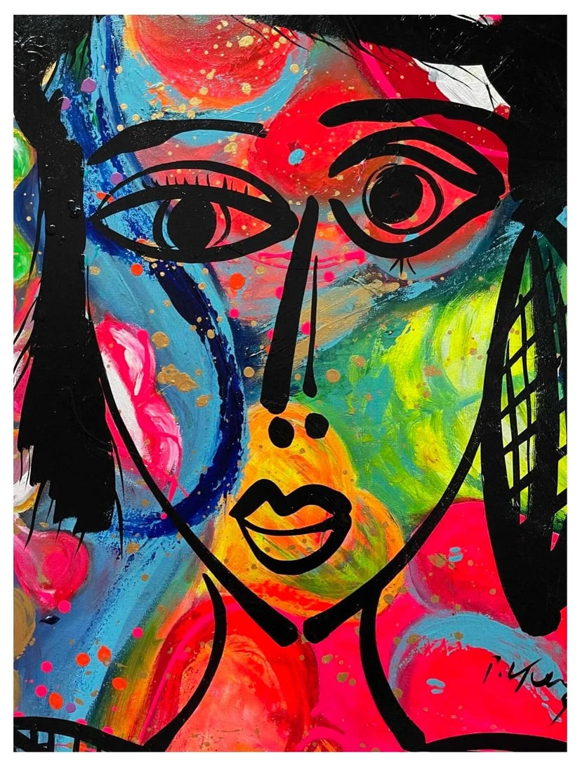 1990s "Girls Night" Abstract Figurative Acrylic Painting by Artist Peter Keil - 2