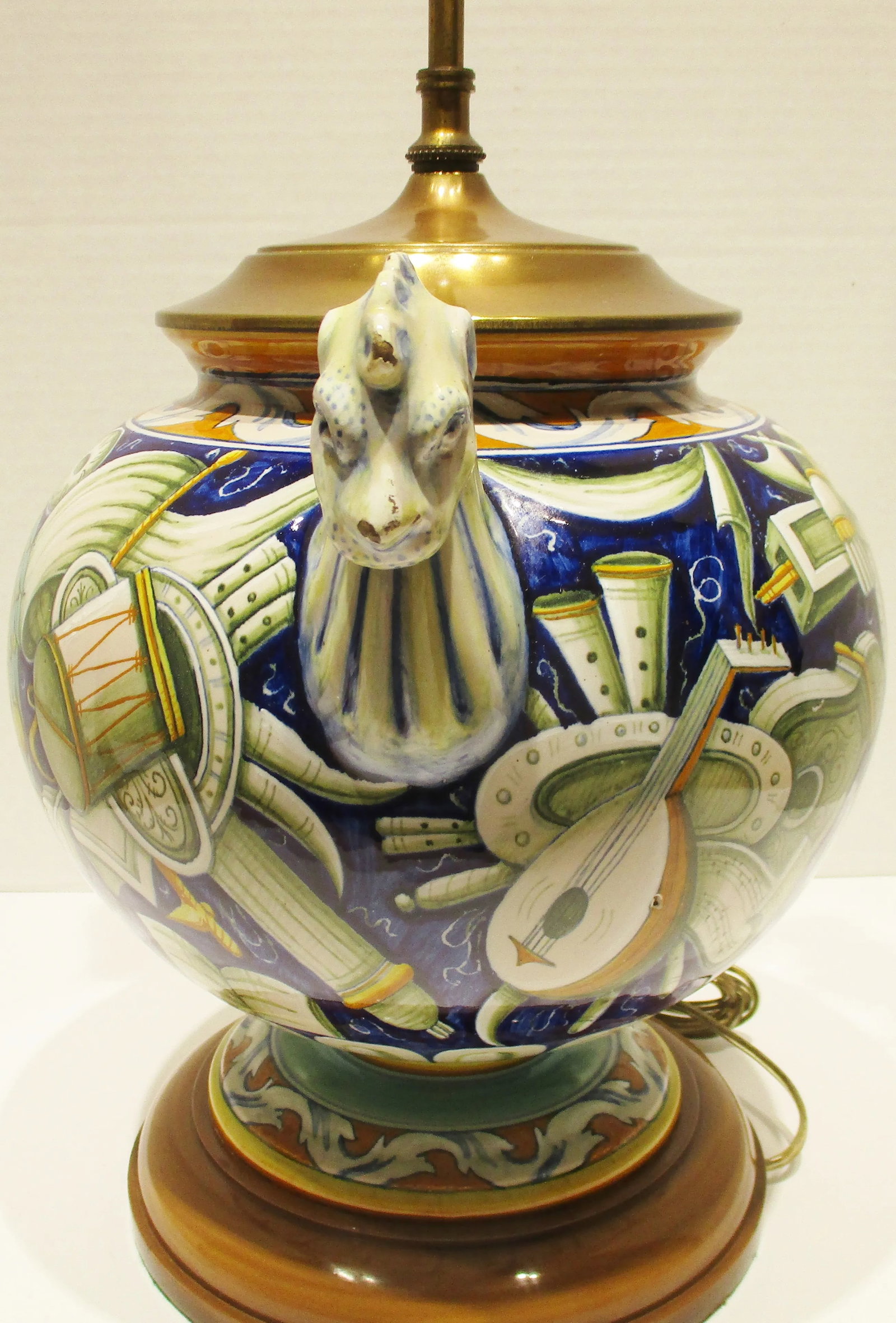 Antique Italian Majolica Cantagalli Vase Mounted as Lamp Circa 1900s - 5