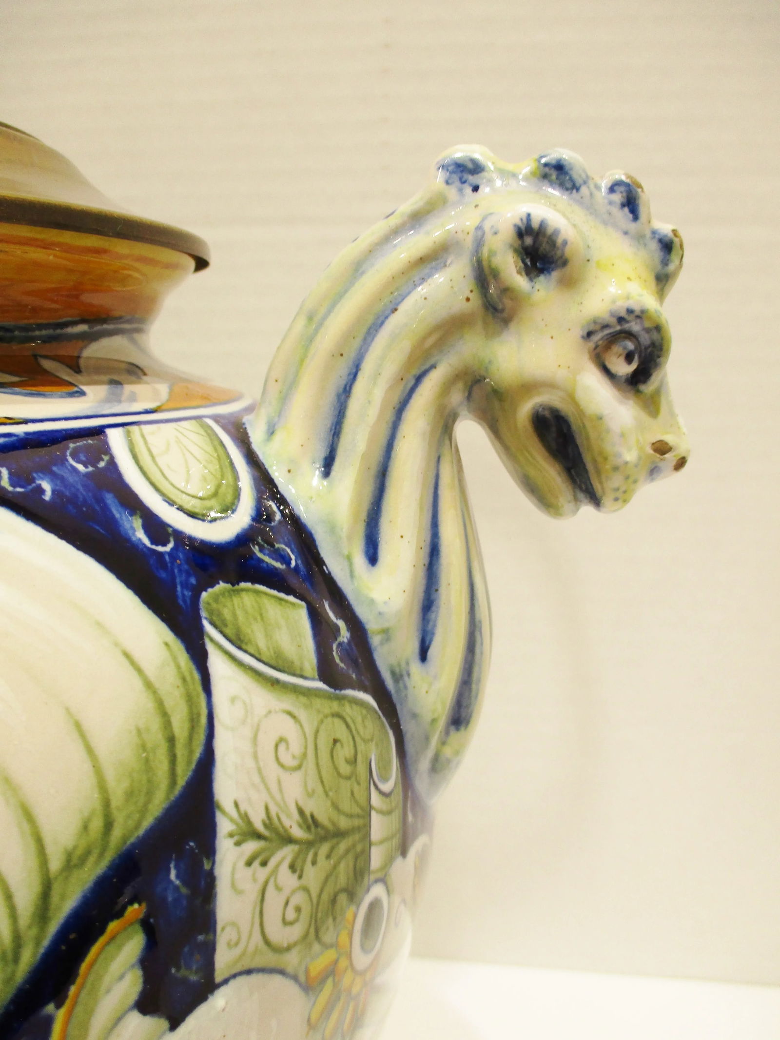 Antique Italian Majolica Cantagalli Vase Mounted as Lamp Circa 1900s - 7