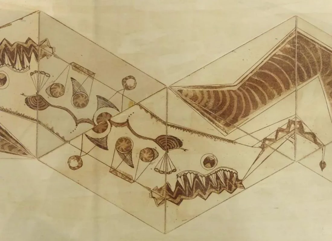 Benigna Chilla Artwork Diorama of Two Egyptian Style Pyramids - 2