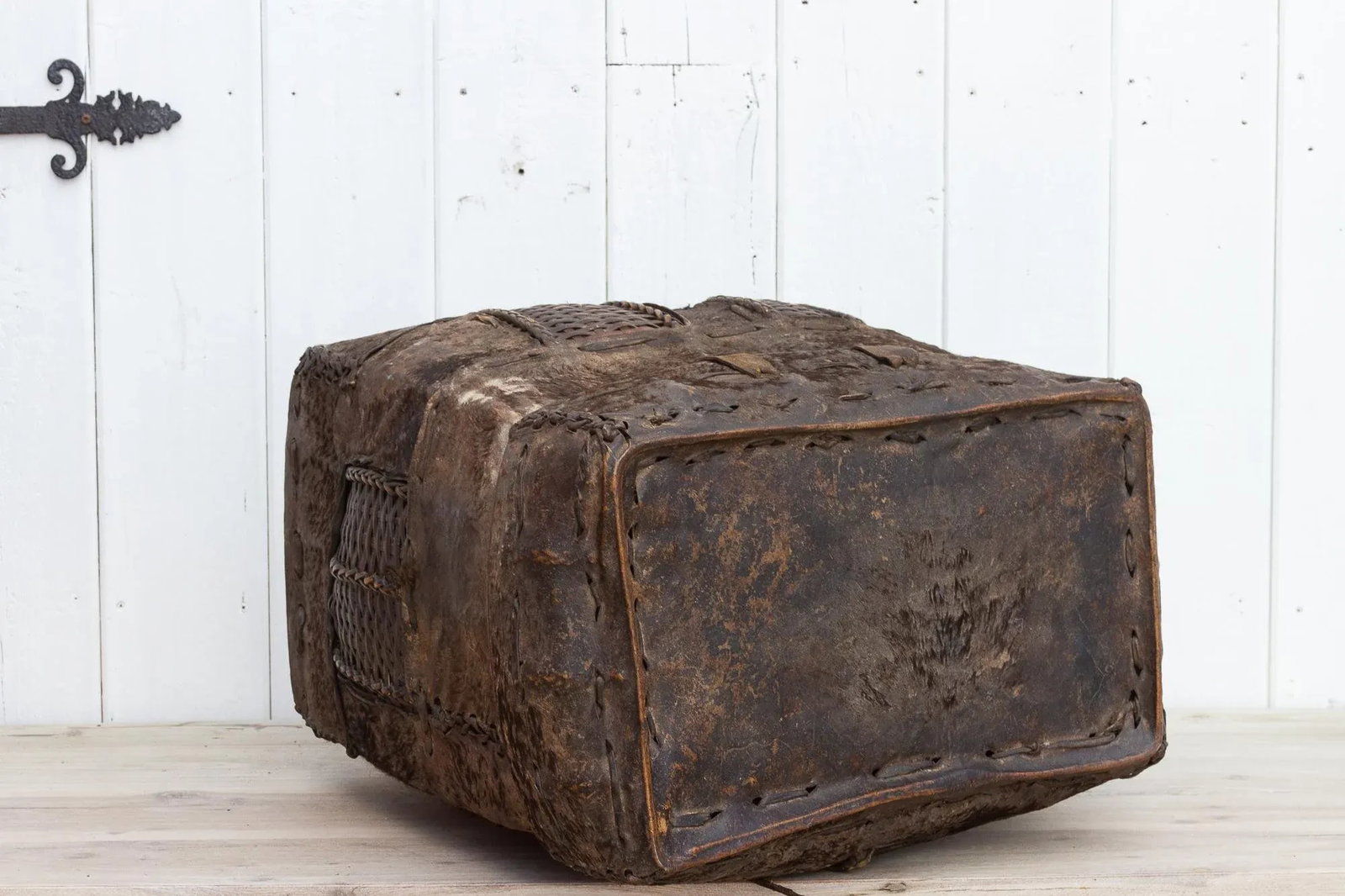 Rare Antique Hide Trunk From Bhutan - 8