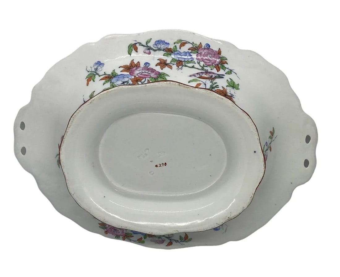 Mid 19th Century Minton Porcelain Oval Raised Footed Serving Centerpiece Bowl - 10