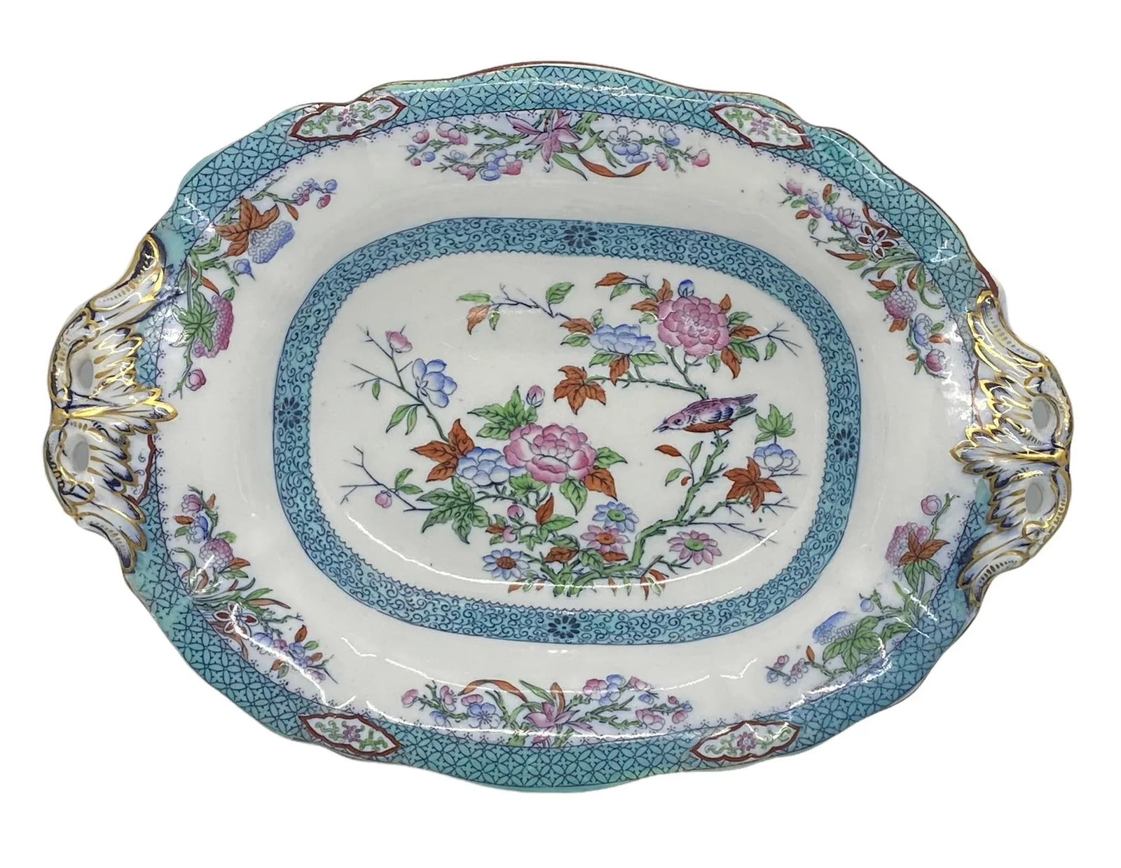 Mid 19th Century Minton Porcelain Oval Raised Footed Serving Centerpiece Bowl - 13