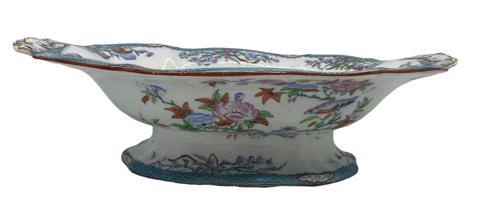 Mid 19th Century Minton Porcelain Oval Raised Footed Serving Centerpiece Bowl - 3