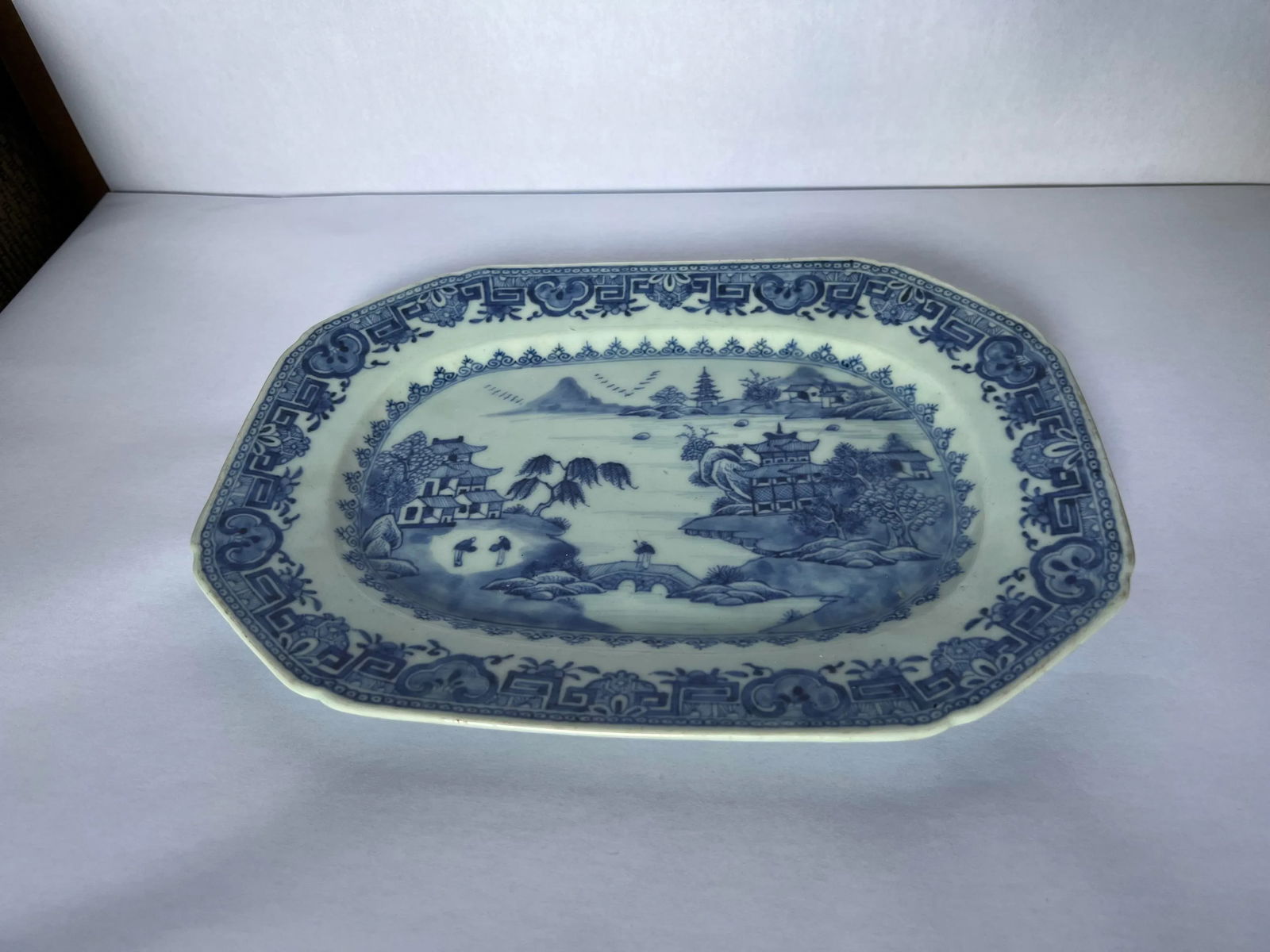 18th Century Chinese Export Blue & White Landscape Platter - 2