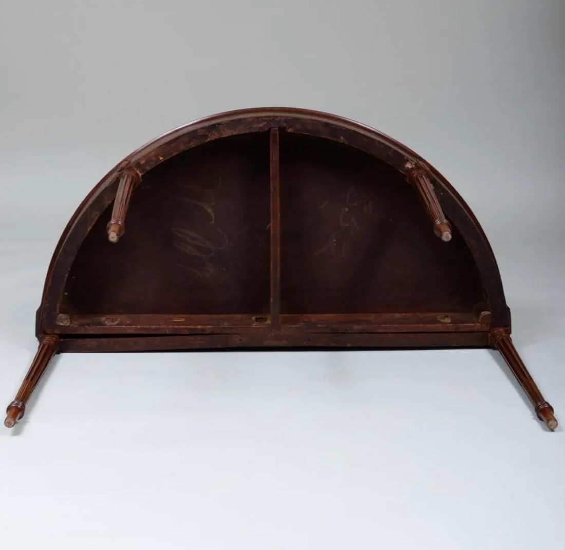 18th Century English Georgian Hand Painted Fruitwood and Mahogany Demilune to Round Folding Dining T - 8
