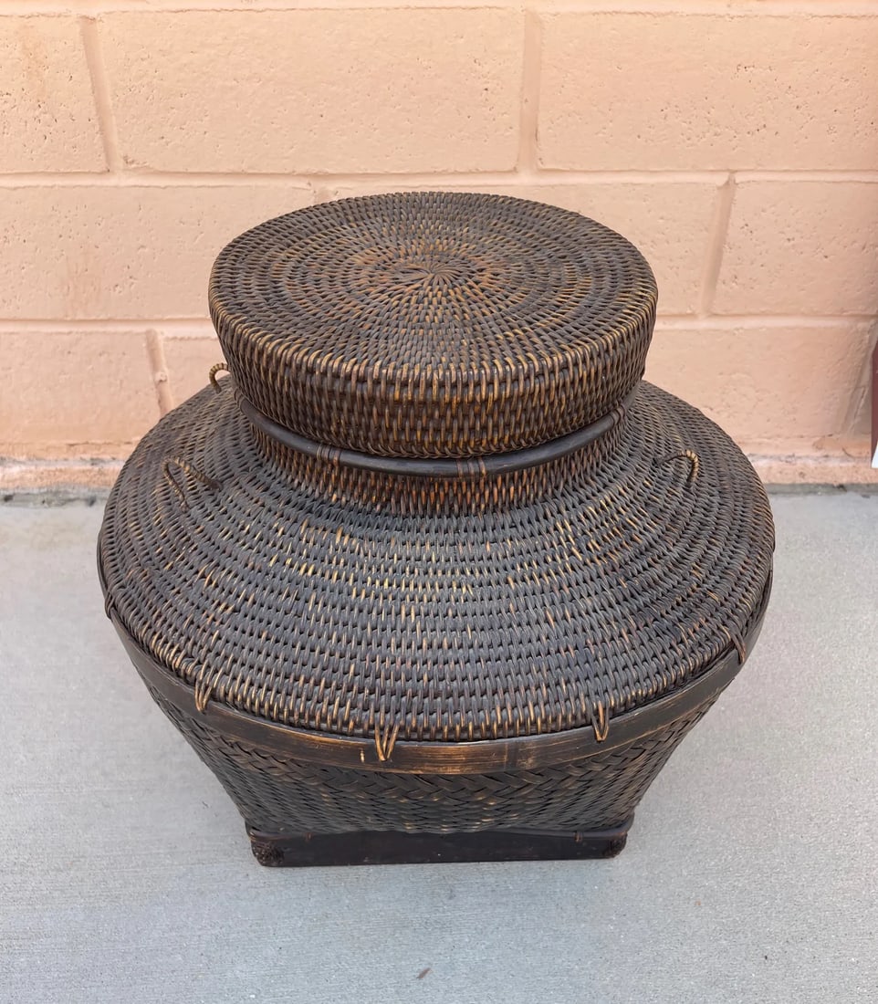 Handcrafted Tribal Woven Lidded Basket - 2