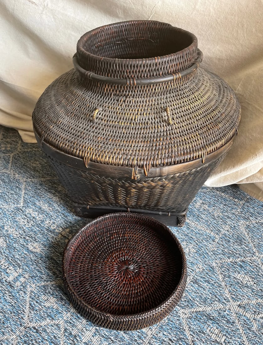 Handcrafted Tribal Woven Lidded Basket - 4