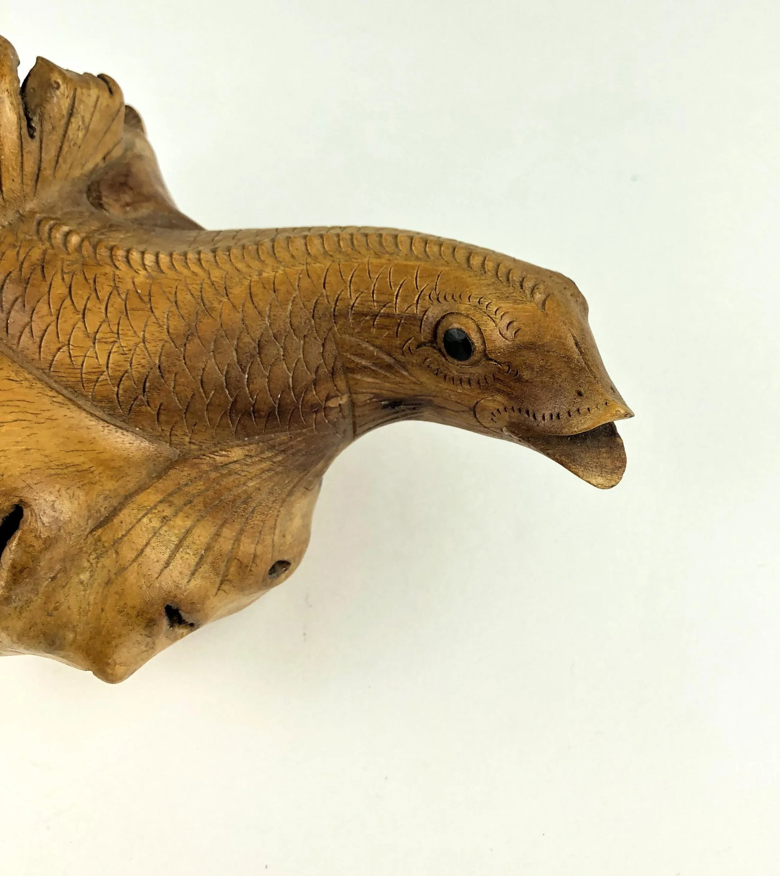 Antique Cypress Wood Auspicious Sea Monster Carving - 2