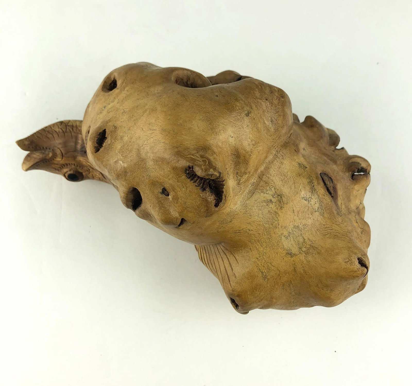 Antique Cypress Wood Auspicious Sea Monster Carving - 4