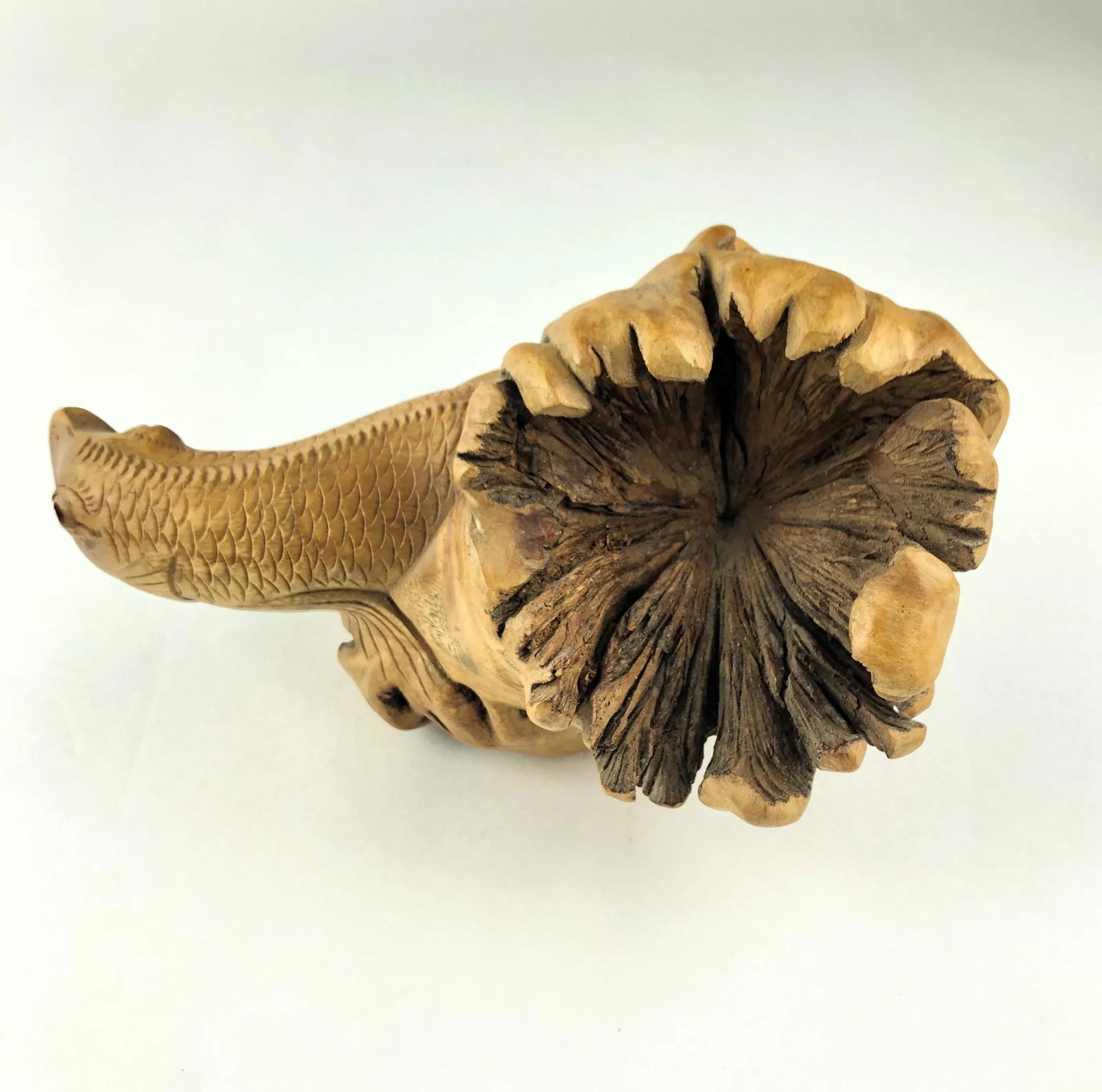 Antique Cypress Wood Auspicious Sea Monster Carving - 7