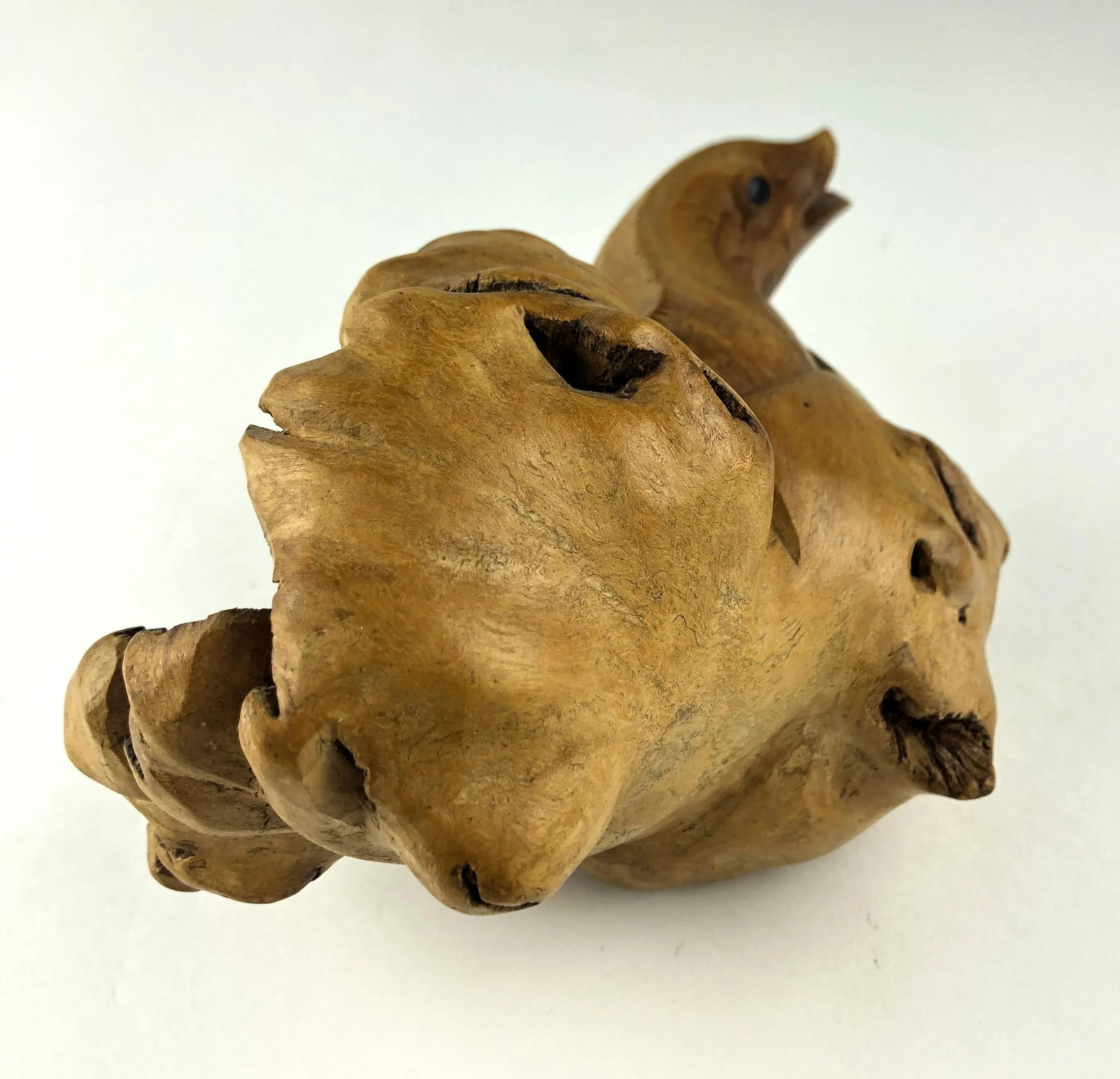 Antique Cypress Wood Auspicious Sea Monster Carving - 8