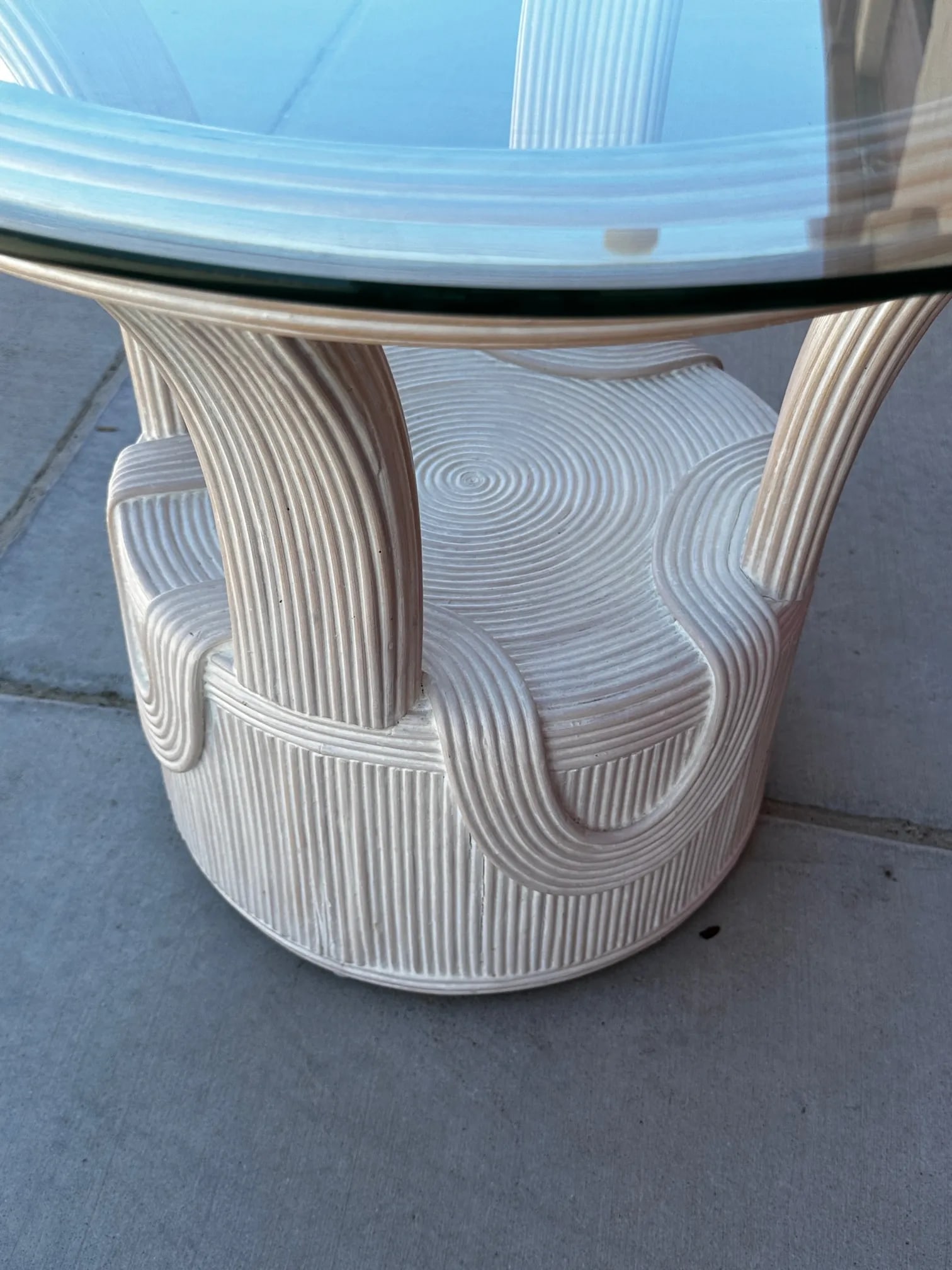 Cerused Pencil Reed Glass Top Side Tables-A Pair - 7