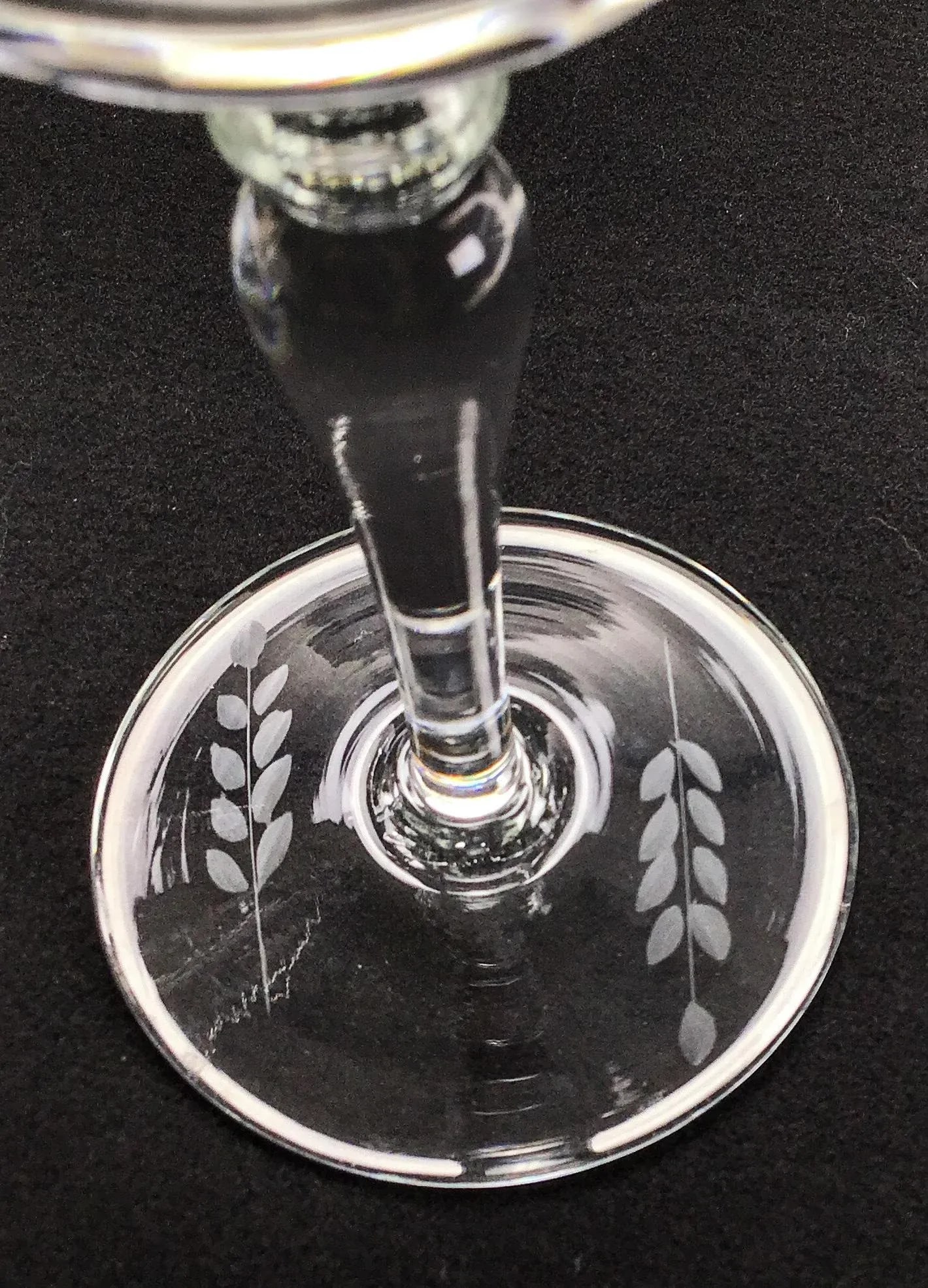 French Vintage Crystal Etched Wine or Water Goblets - a Set of 4 - 11