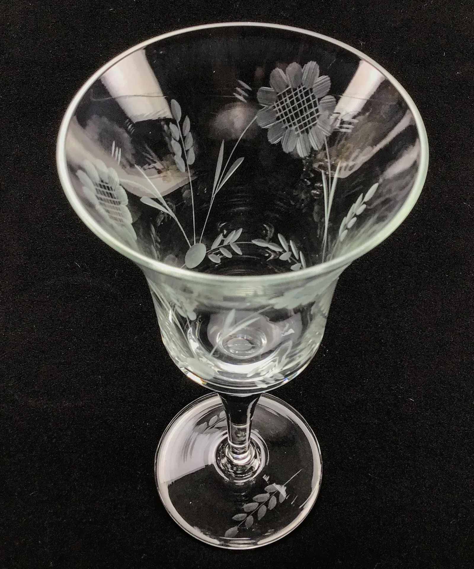 French Vintage Crystal Etched Wine or Water Goblets - a Set of 4 - 7