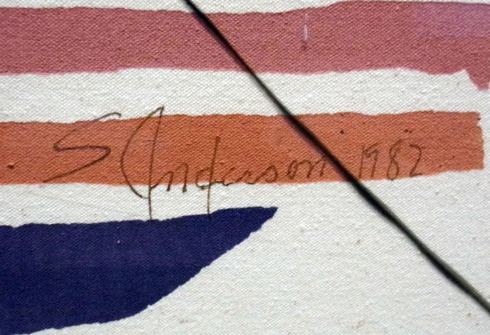 1980s Sally Anderson "Assemblage With Blue" Original Signed Painting - 3