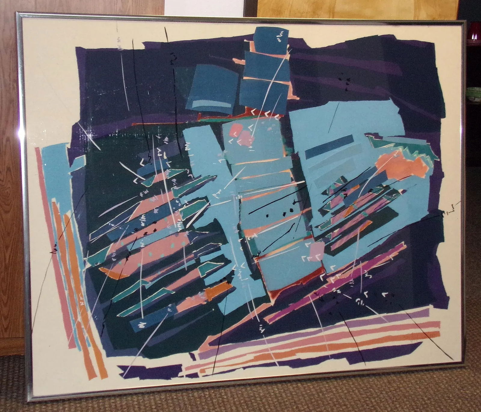 1980s Sally Anderson "Assemblage With Blue" Original Signed Painting - 4