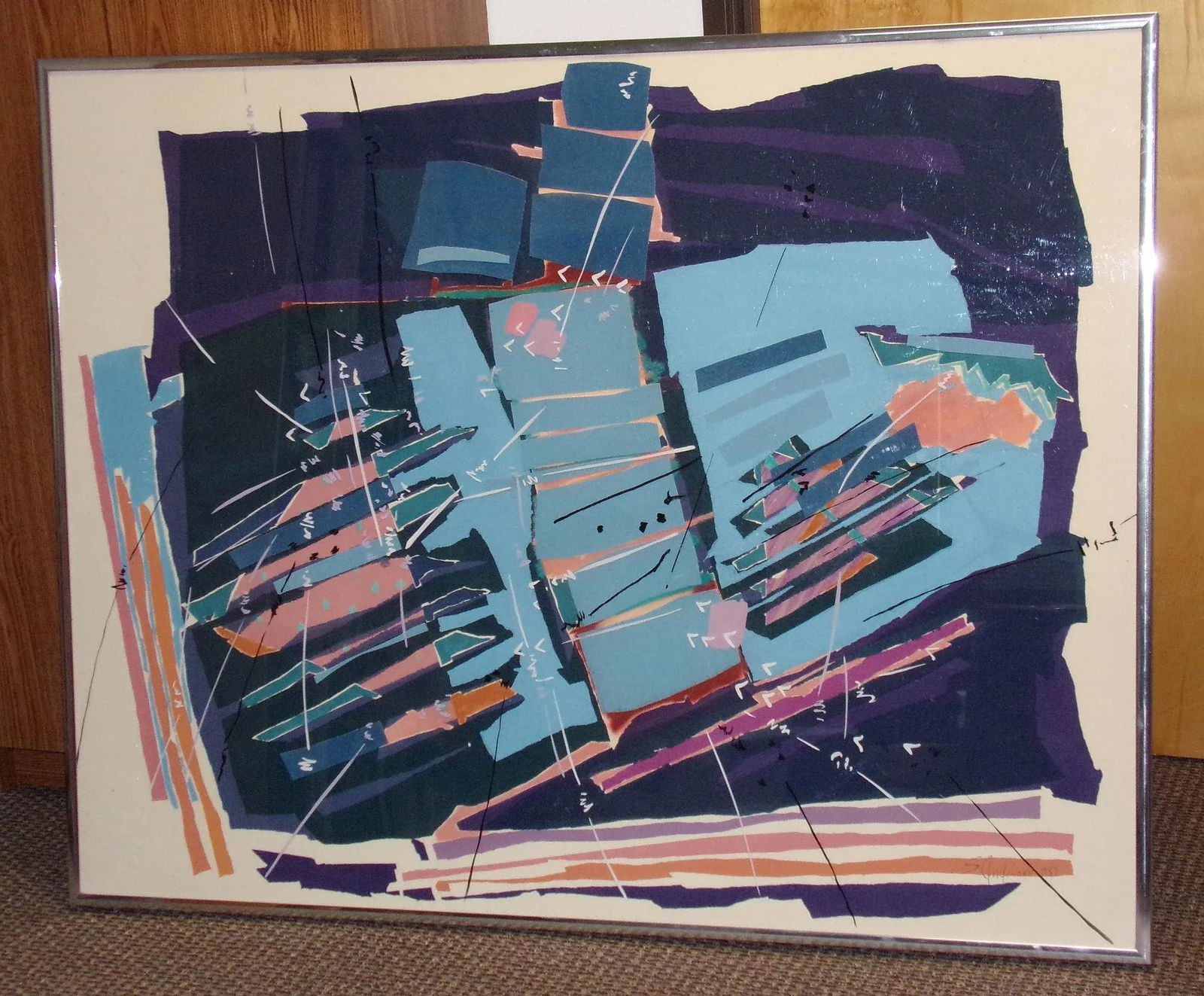 1980s Sally Anderson "Assemblage With Blue" Original Signed Painting - 6