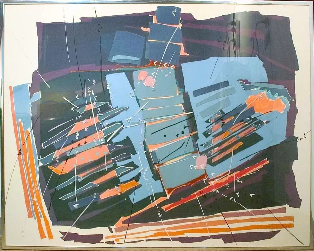 1980s Sally Anderson "Assemblage With Blue" Original Signed Painting - 7