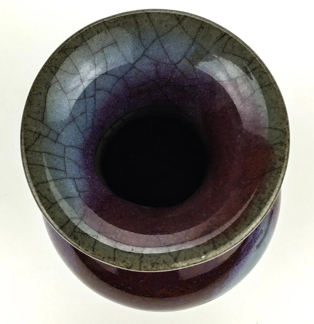 Chinese Antique 19th C Flambe Jun Porcelain Vase - 4