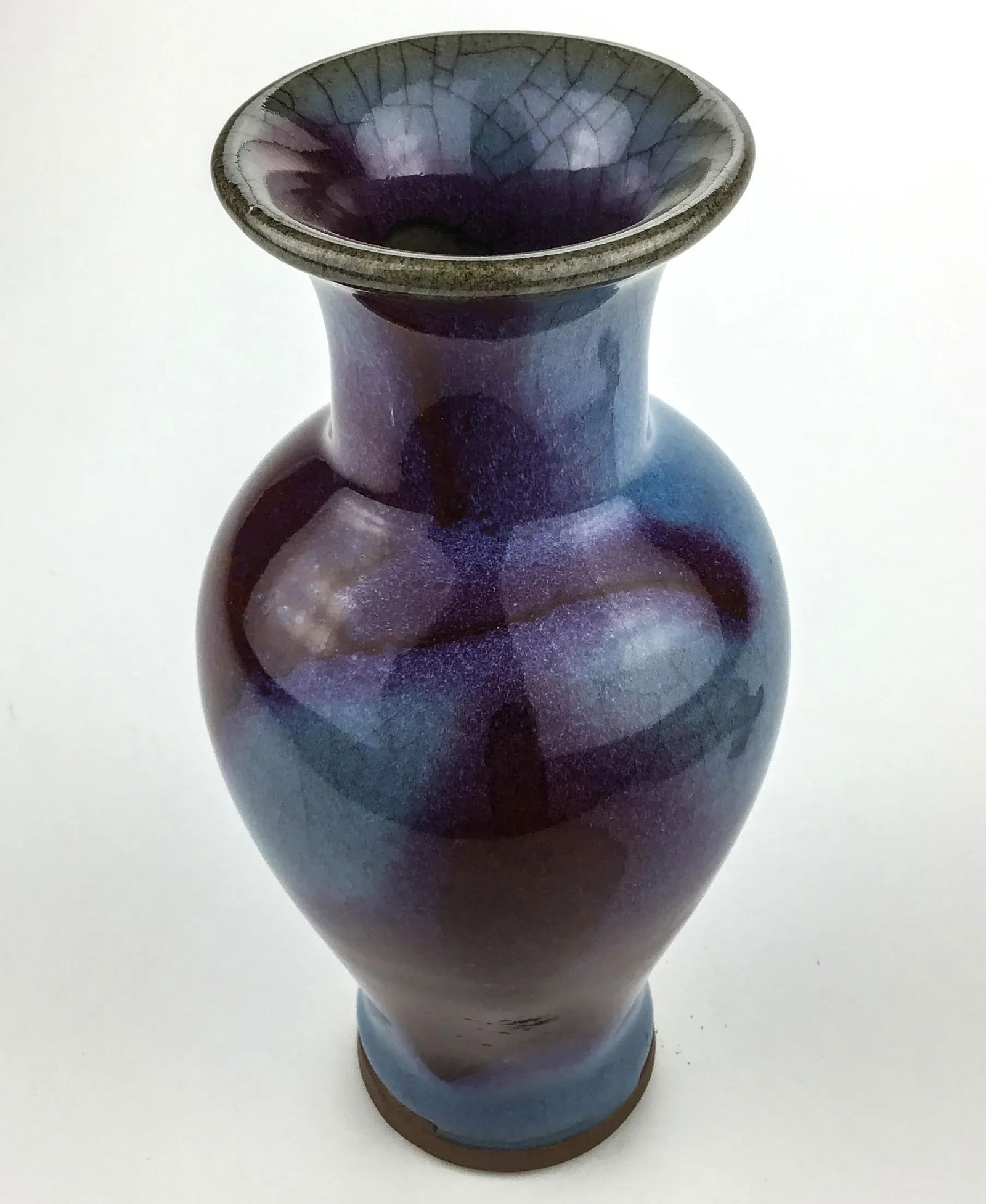 Chinese Antique 19th C Flambe Jun Porcelain Vase - 5