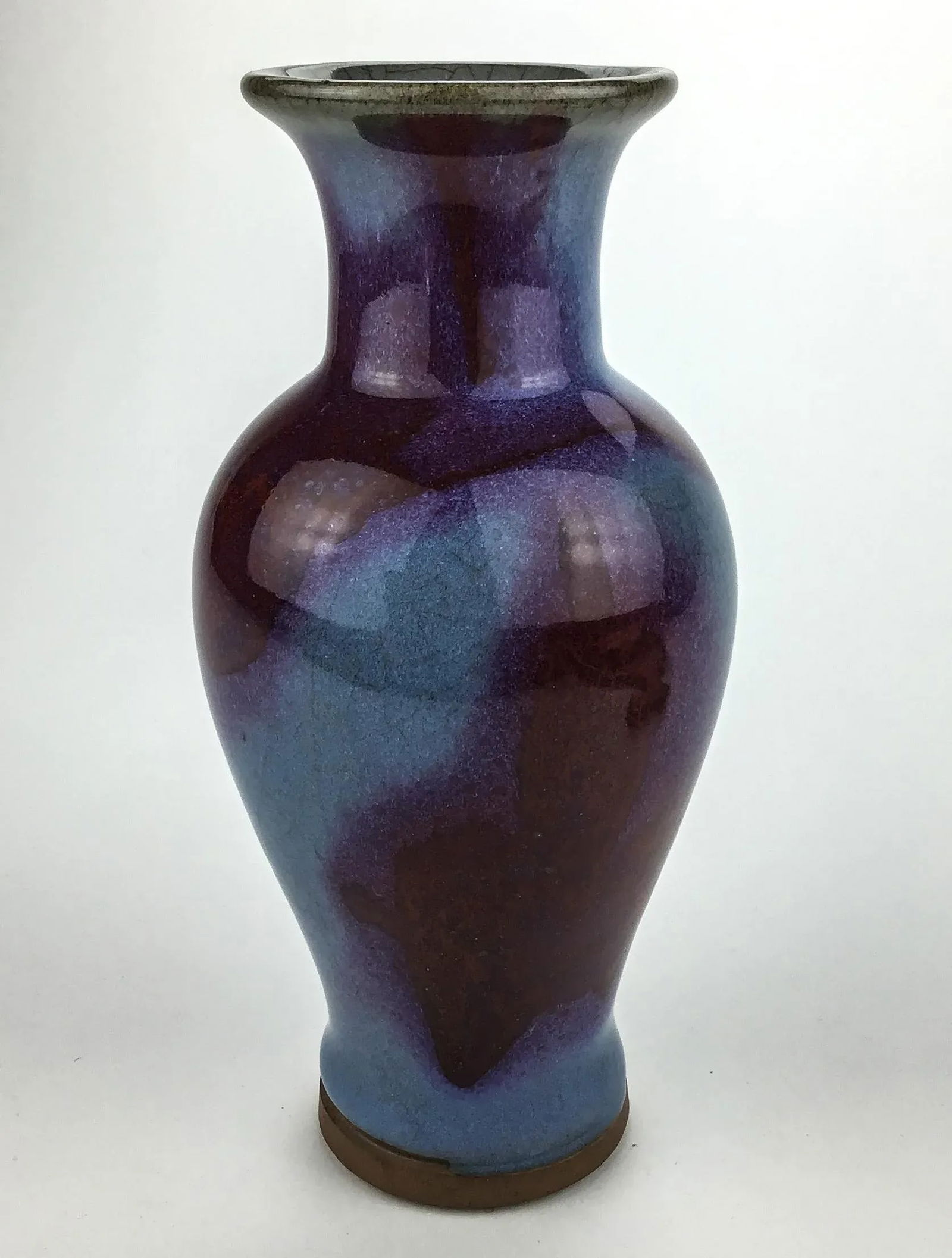 Chinese Antique 19th C Flambe Jun Porcelain Vase - 6