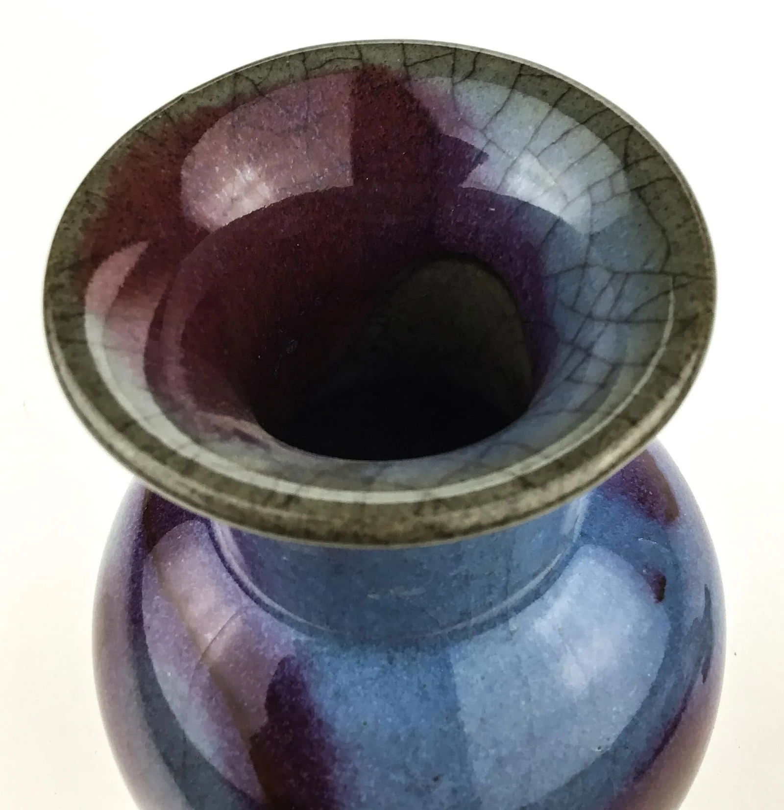 Chinese Antique 19th C Flambe Jun Porcelain Vase - 8