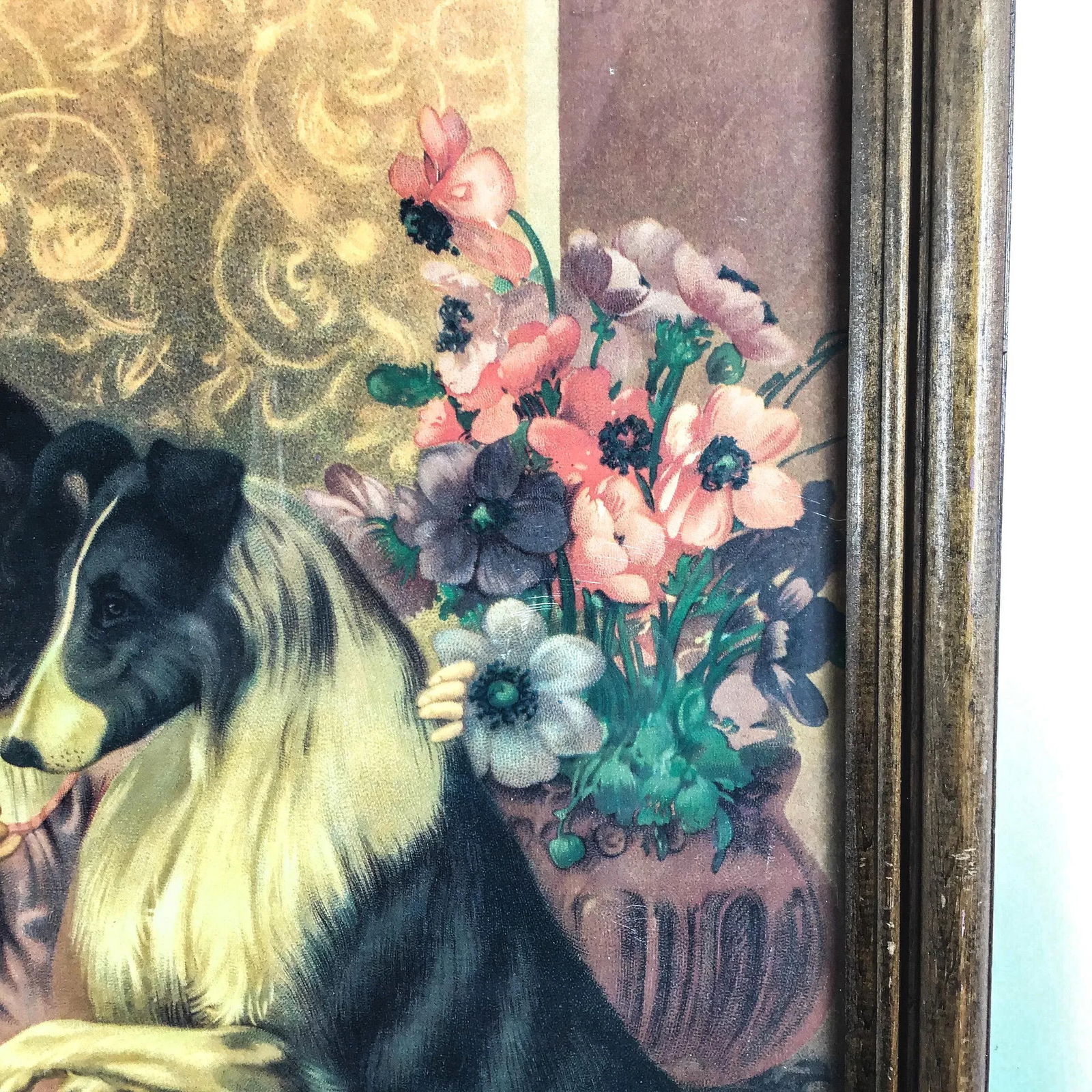 Antique Framed Print Sisters and Collie - 4