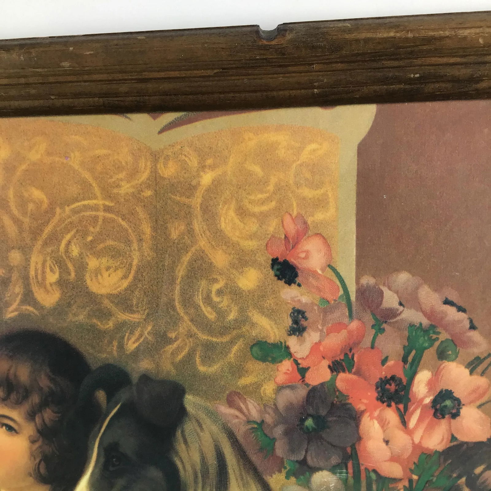 Antique Framed Print Sisters and Collie - 5