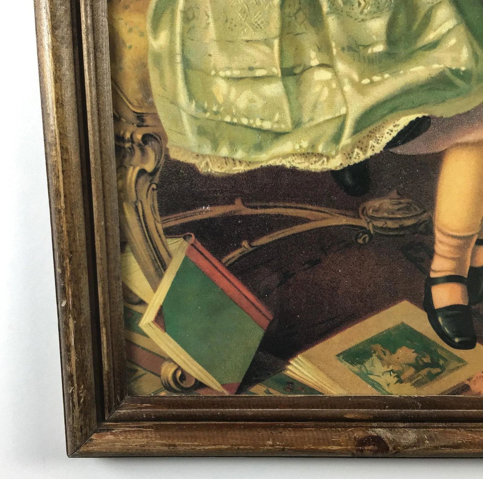 Antique Framed Print Sisters and Collie - 7