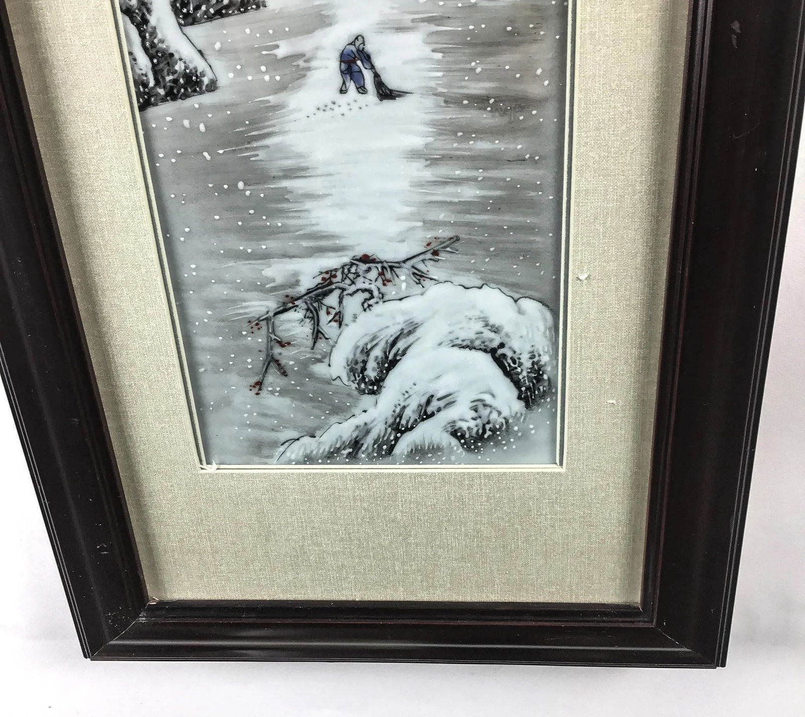 Framed Artist Signed Vintage Paintings on Porcelain - a Pair - 7