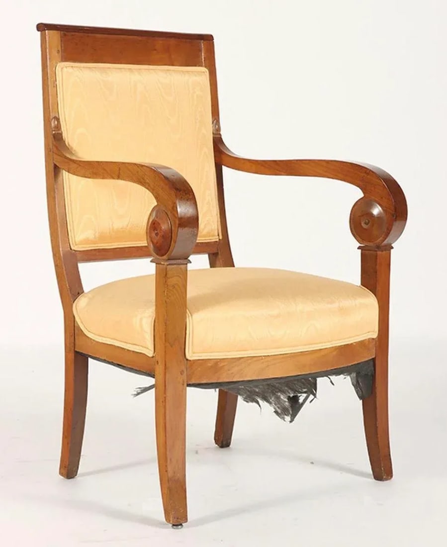 Early 19th Century French Empire or Biedermeier Mahogany Scrollwork Armchair - 3