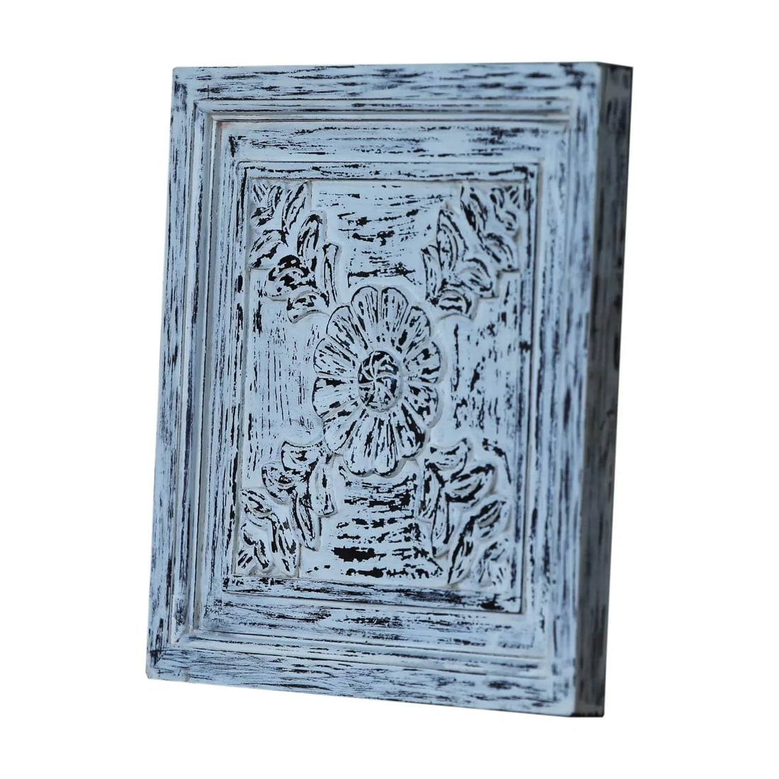 Contemporary Farmhouse Style Hand Carved Solid Wood Distressed Panels - Set of 5 - 4