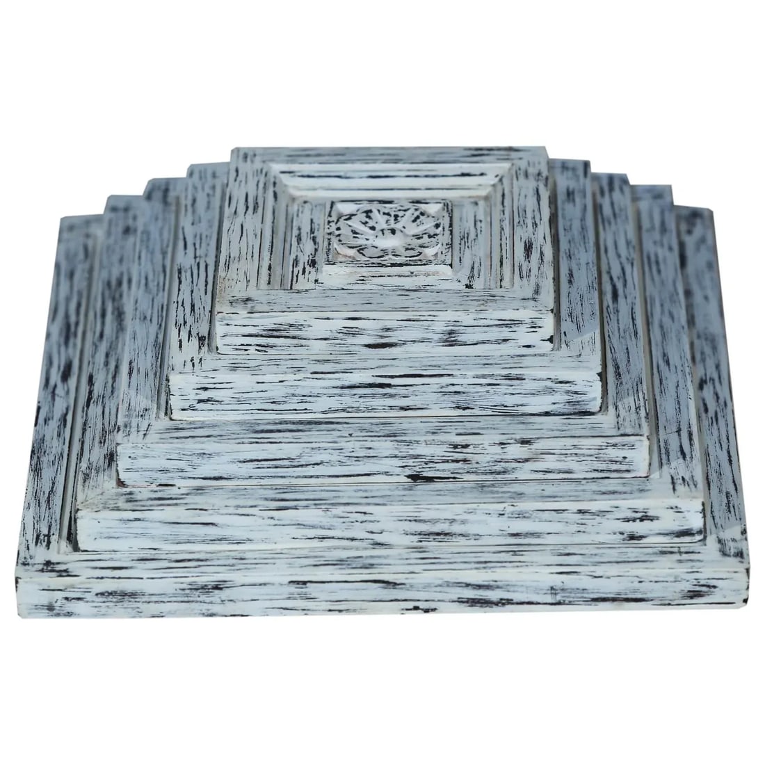 Contemporary Farmhouse Style Hand Carved Solid Wood Distressed Panels - Set of 5 - 5