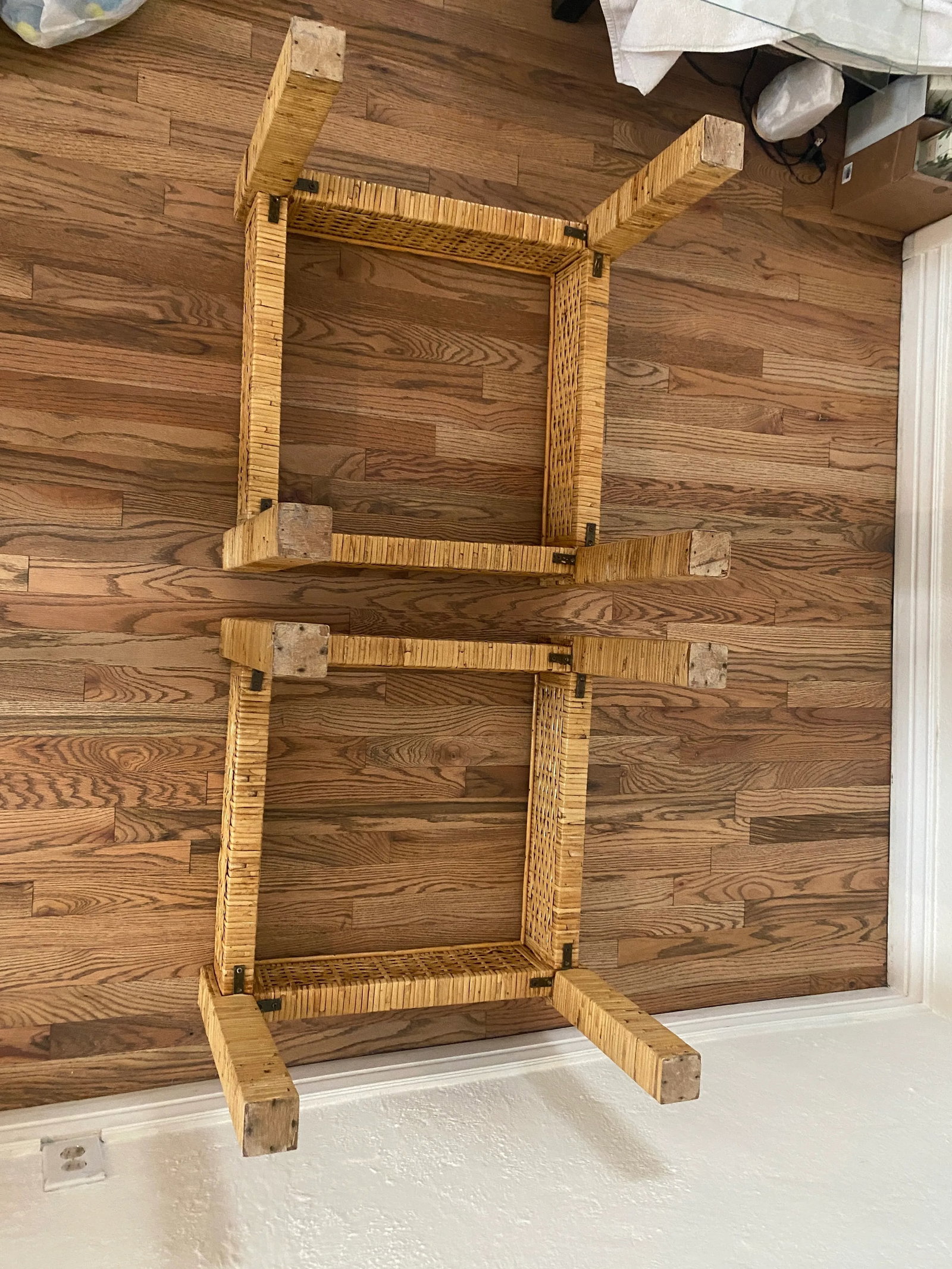 1980s Vintage Rattan and Glass Side End Tables - a Pair - 12