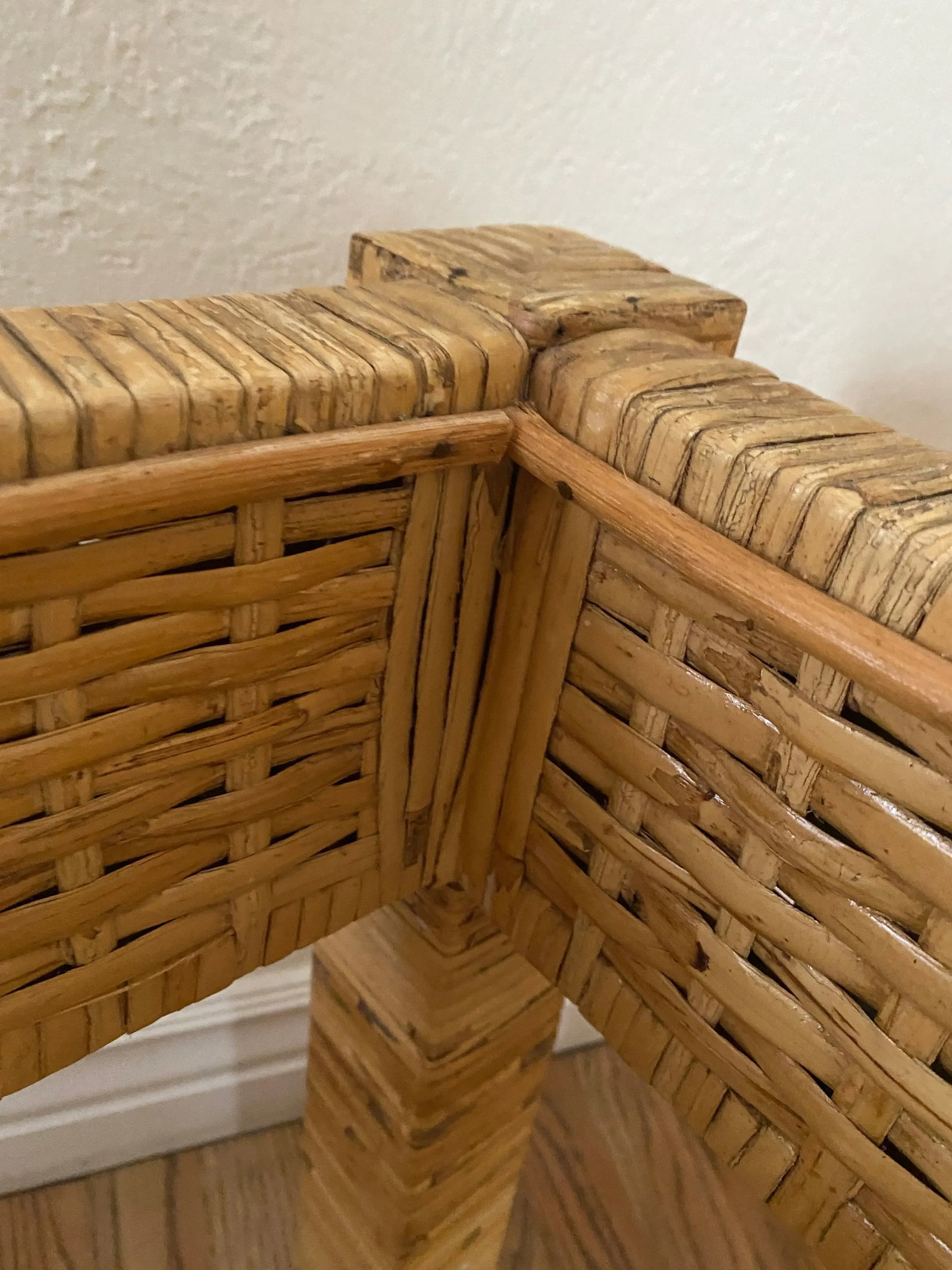 1980s Vintage Rattan and Glass Side End Tables - a Pair - 9