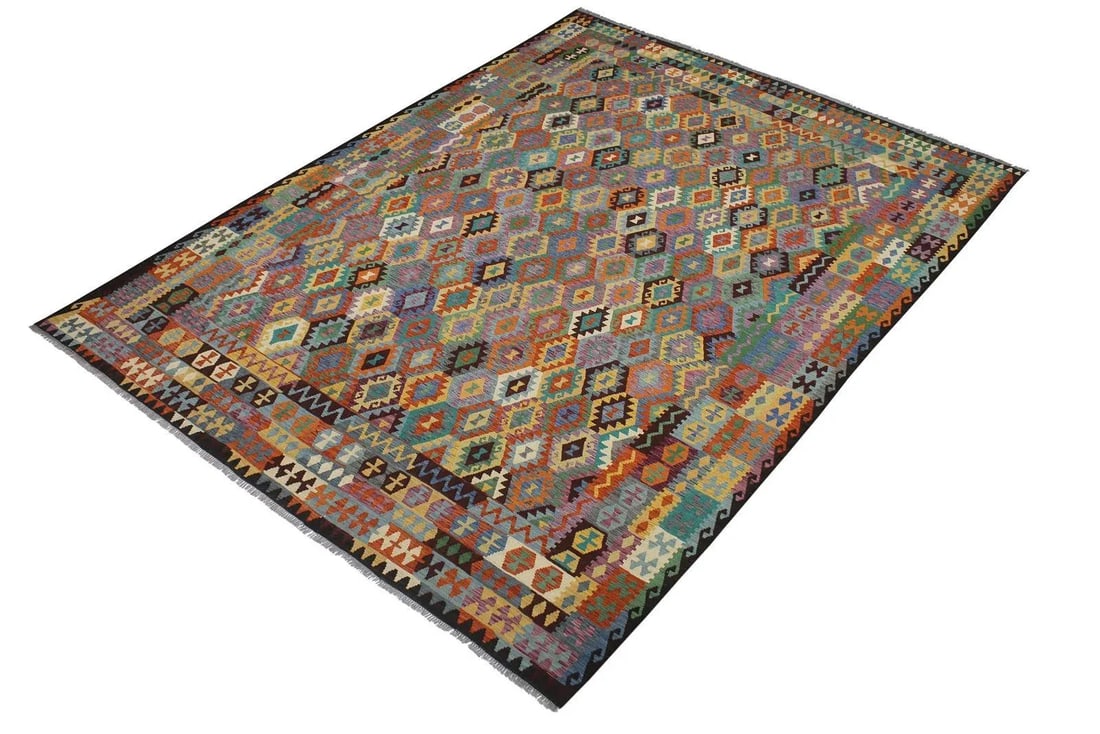 Early 21st Century Caucasian Kilim Rust Brown Wool Rug - 7
