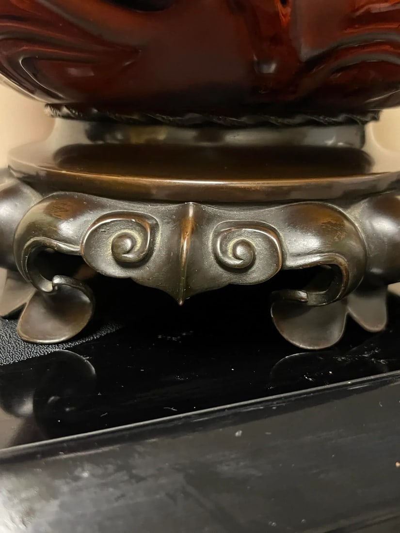 Rene Lalique "Sophora" Amber Glass & Bronze Mounted Table Lamp Circa 1926 - 5