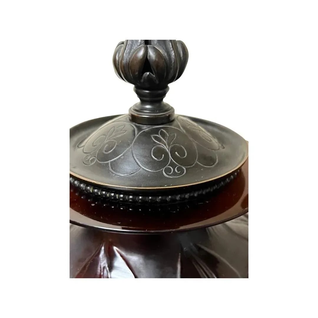 Rene Lalique "Sophora" Amber Glass & Bronze Mounted Table Lamp Circa 1926 - 8